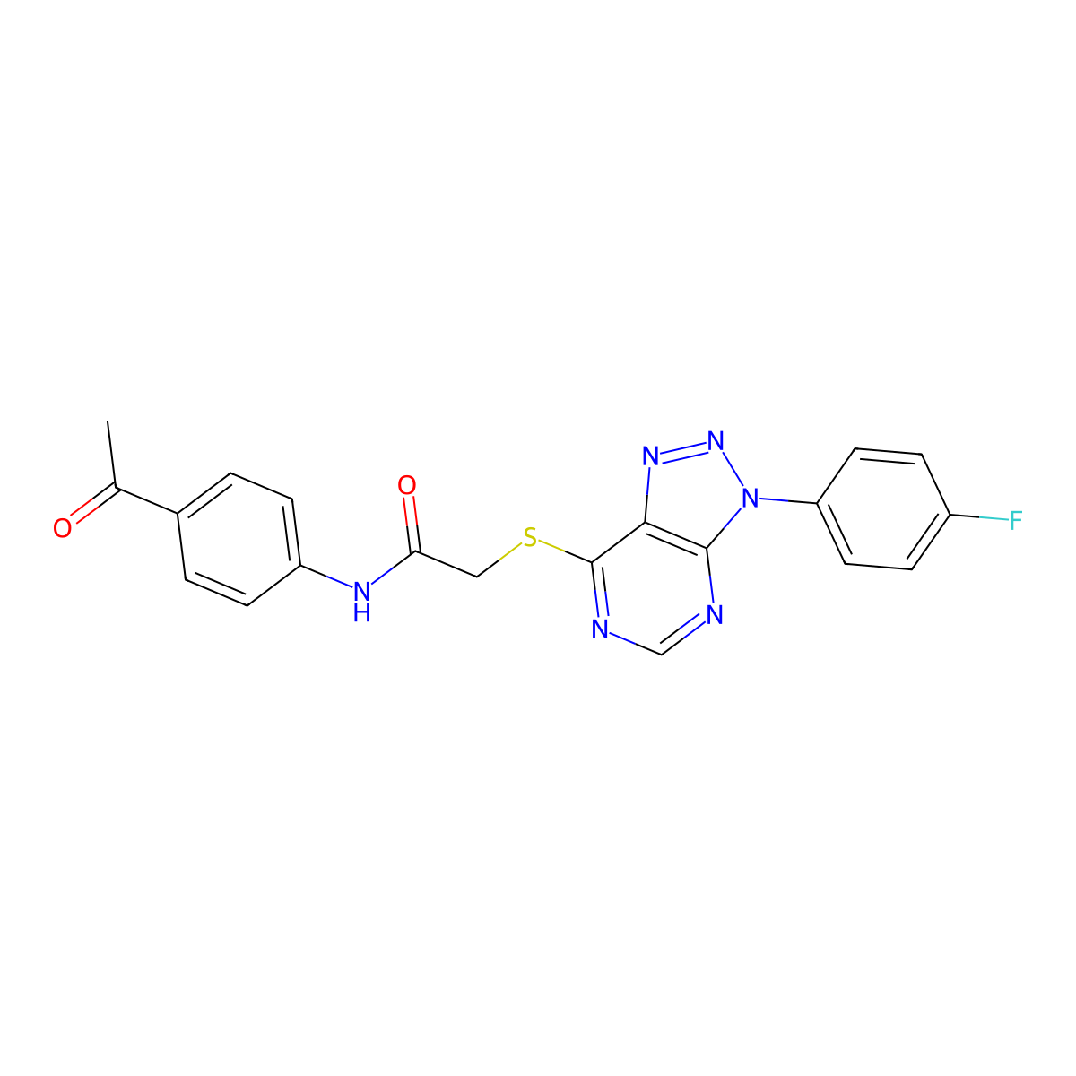 N-(4-acetylphenyl)-2-((3-(4-fluorophenyl)-3H-[1,2,3]triazolo[4,5-d]pyrimidin-7-yl)thio)acetamide molecular structure, CAS 863460-22-4