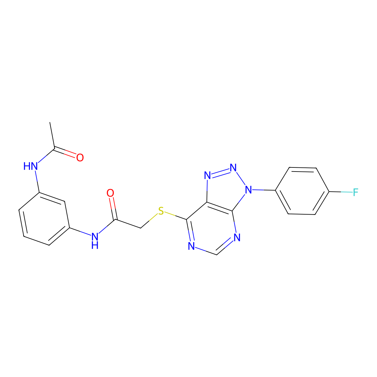 N-(3-acetamidophenyl)-2-((3-(4-fluorophenyl)-3H-[1,2,3]triazolo[4,5-d]pyrimidin-7-yl)thio)acetamide molecular structure, CAS 863460-23-5