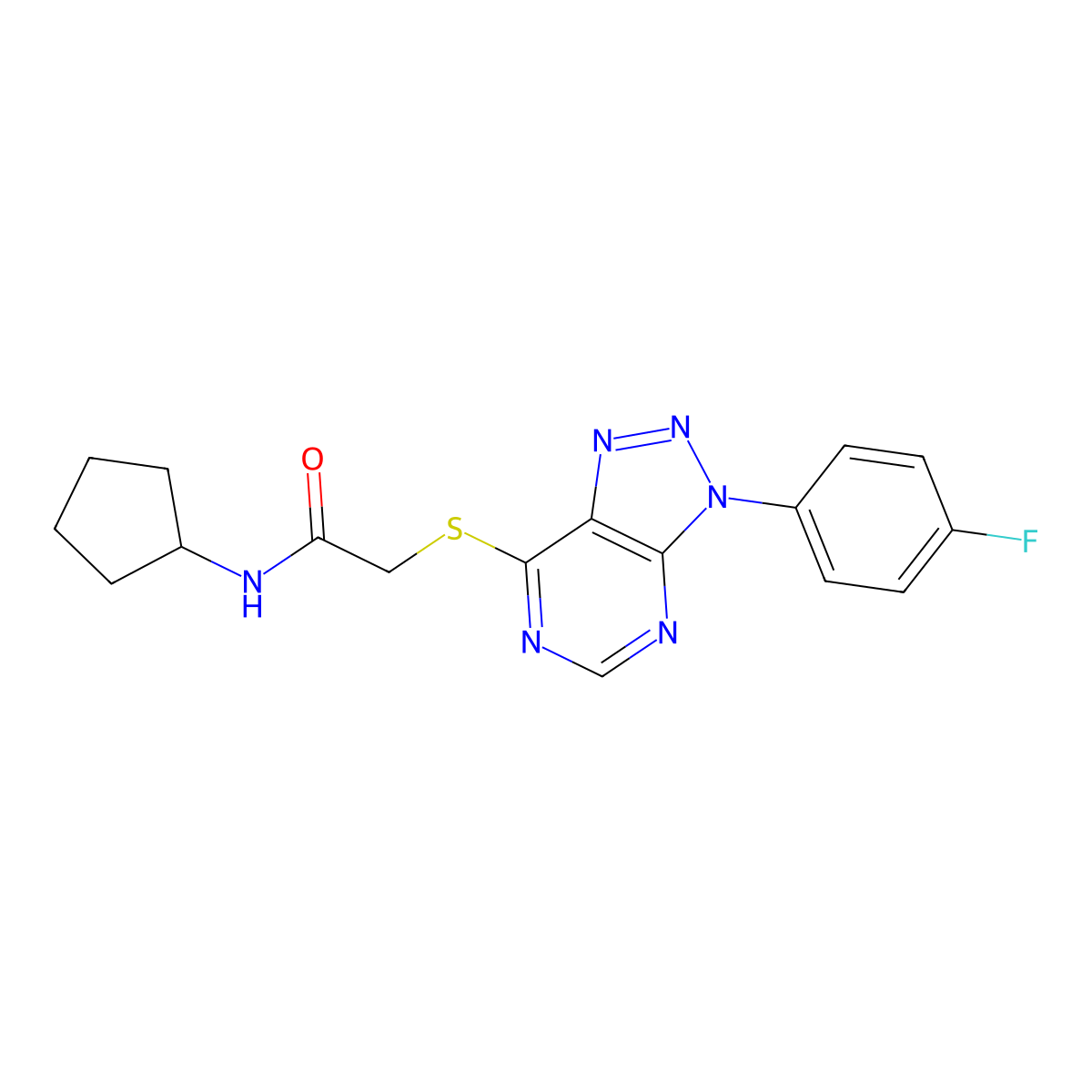 N-cyclopentyl-2-((3-(4-fluorophenyl)-3H-[1,2,3]triazolo[4,5-d]pyrimidin-7-yl)thio)acetamide molecular structure, CAS 863460-25-7