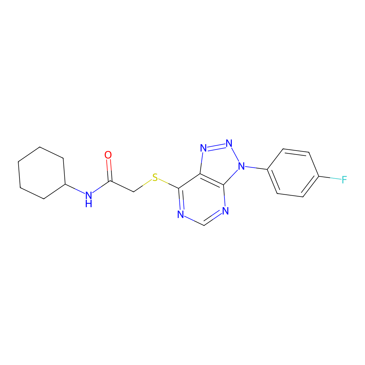 N-cyclohexyl-2-[3-(4-fluorophenyl)triazolo[4,5-d]pyrimidin-7-yl]sulfanylacetamide molecular structure, CAS 863460-26-8