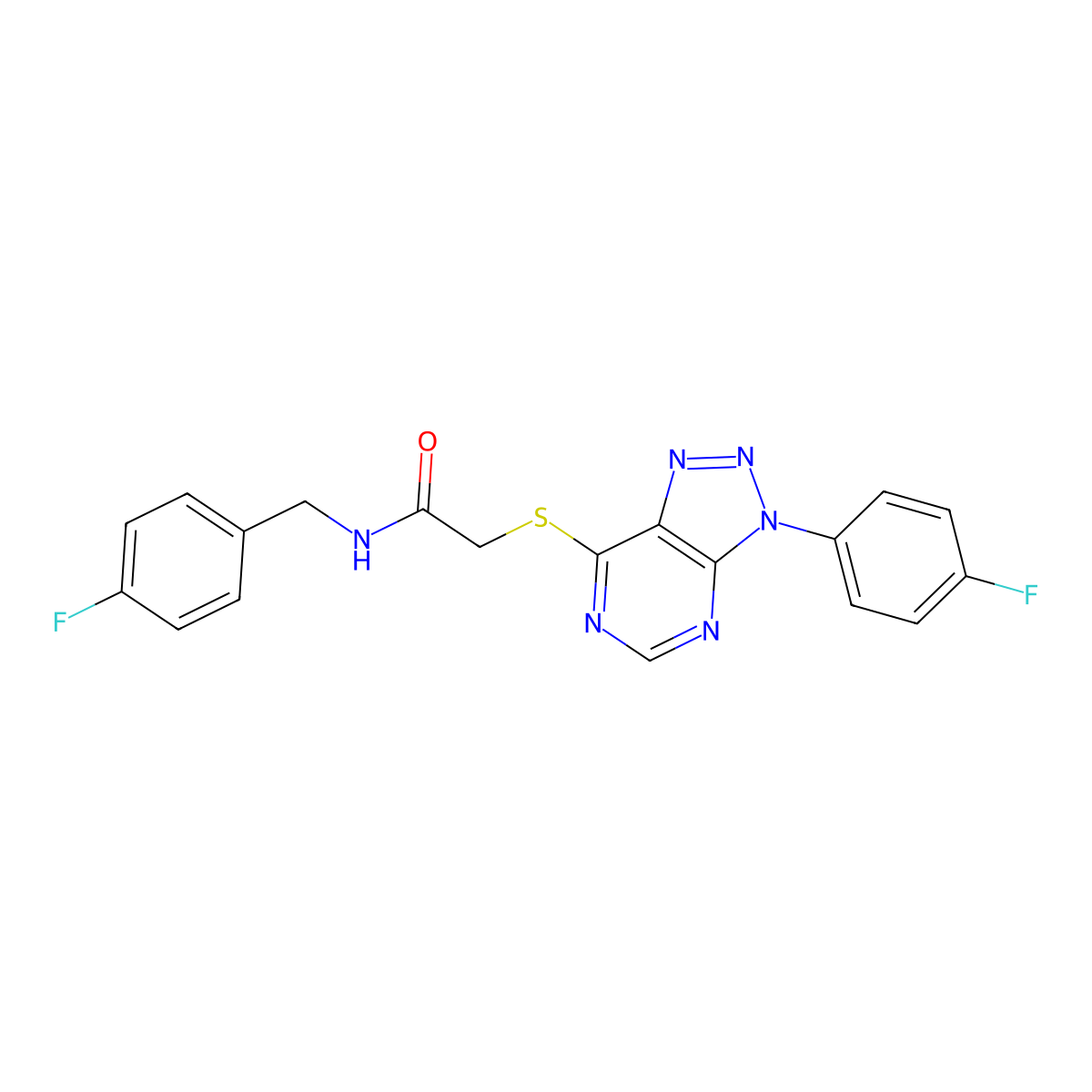 N-[(4-fluorophenyl)methyl]-2-[3-(4-fluorophenyl)triazolo[4,5-d]pyrimidin-7-yl]sulfanylacetamide molecular structure, CAS 863460-29-1