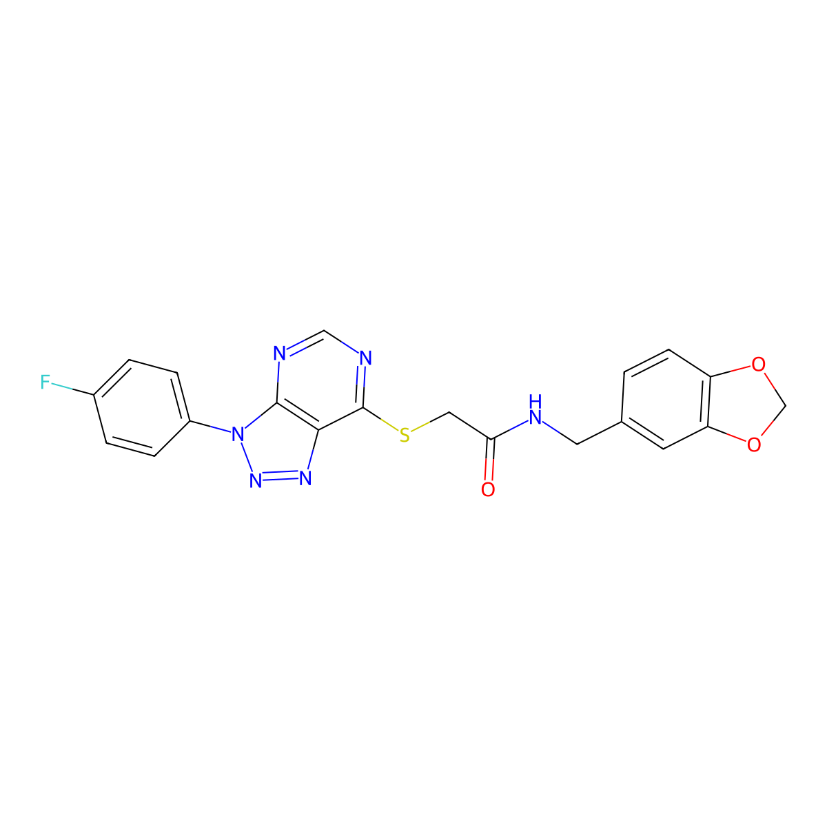 N-(benzo[d][1,3]dioxol-5-ylmethyl)-2-((3-(4-fluorophenyl)-3H-[1,2,3]triazolo[4,5-d]pyrimidin-7-yl)thio)acetamide molecular structure, CAS 863460-30-4