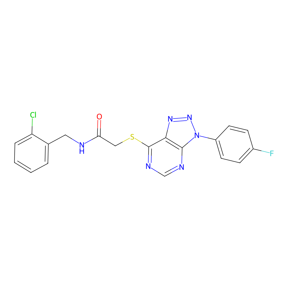 N-(2-chlorobenzyl)-2-((3-(4-fluorophenyl)-3H-[1,2,3]triazolo[4,5-d]pyrimidin-7-yl)thio)acetamide molecular structure, CAS 863460-31-5