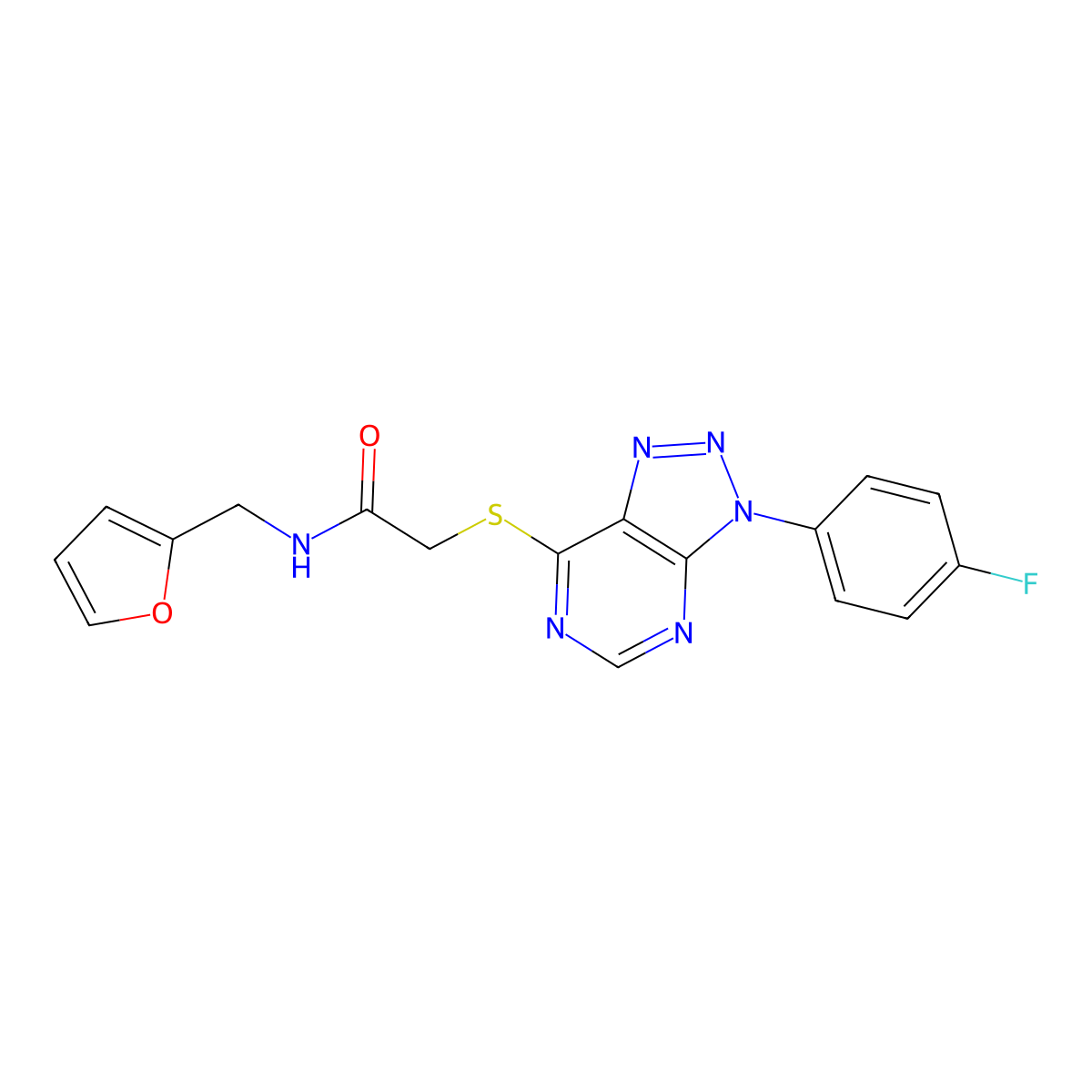 2-[3-(4-fluorophenyl)triazolo[4,5-d]pyrimidin-7-yl]sulfanyl-N-(furan-2-ylmethyl)acetamide molecular structure, CAS 863460-32-6