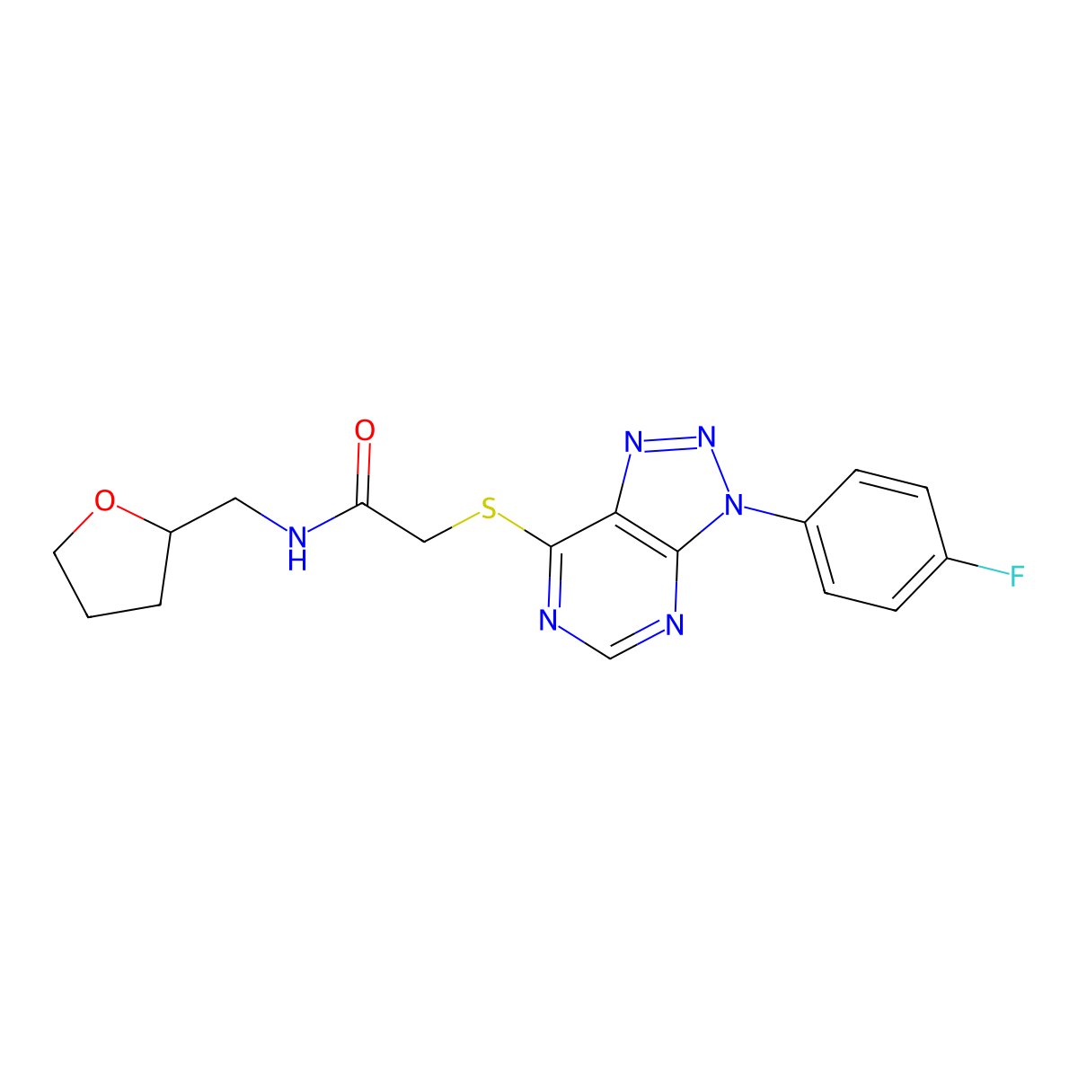 2-[3-(4-fluorophenyl)triazolo[4,5-d]pyrimidin-7-yl]sulfanyl-N-(oxolan-2-ylmethyl)acetamide molecular structure, CAS 863460-33-7