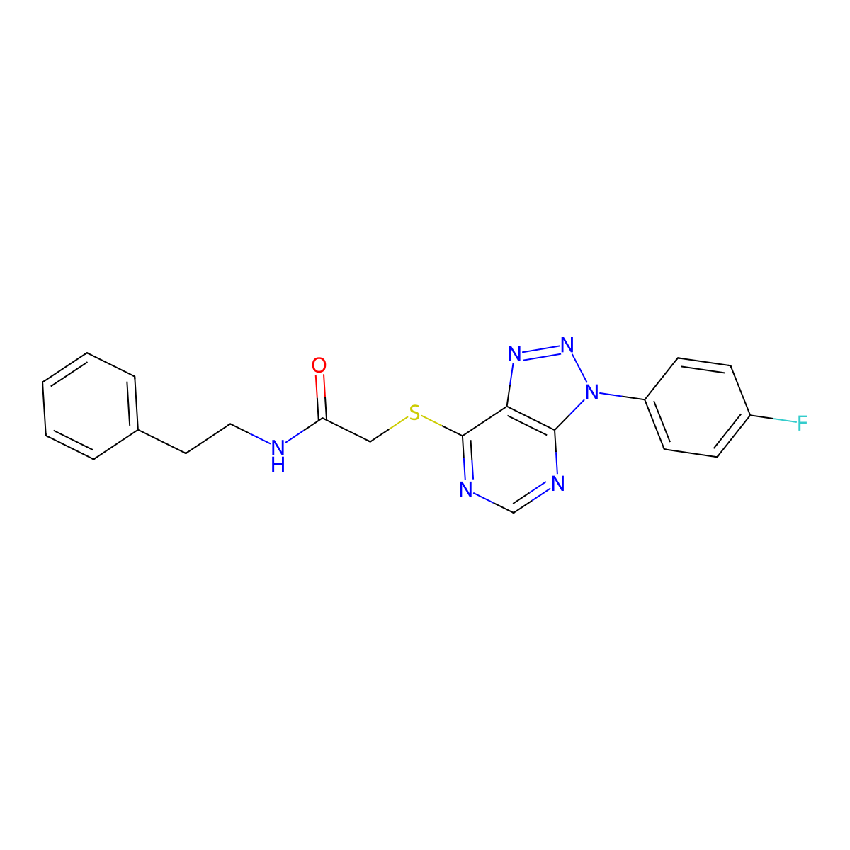 2-((3-(4-fluorophenyl)-3H-[1,2,3]triazolo[4,5-d]pyrimidin-7-yl)thio)-N-phenethylacetamide molecular structure, CAS 863460-34-8