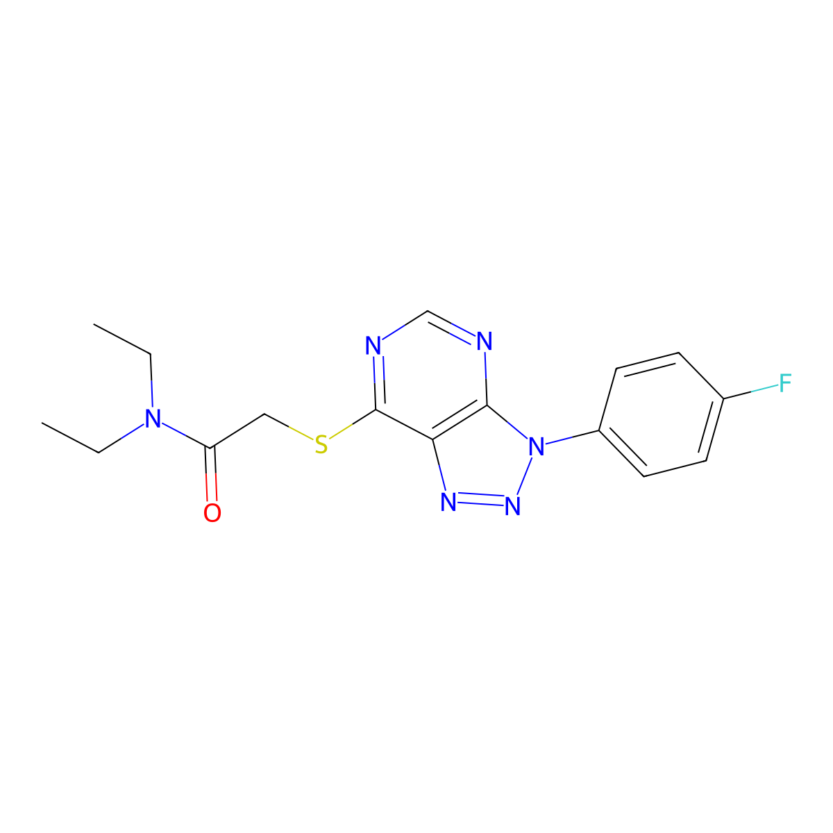 N,N-diethyl-2-((3-(4-fluorophenyl)-3H-[1,2,3]triazolo[4,5-d]pyrimidin-7-yl)thio)acetamide molecular structure, CAS 863460-37-1