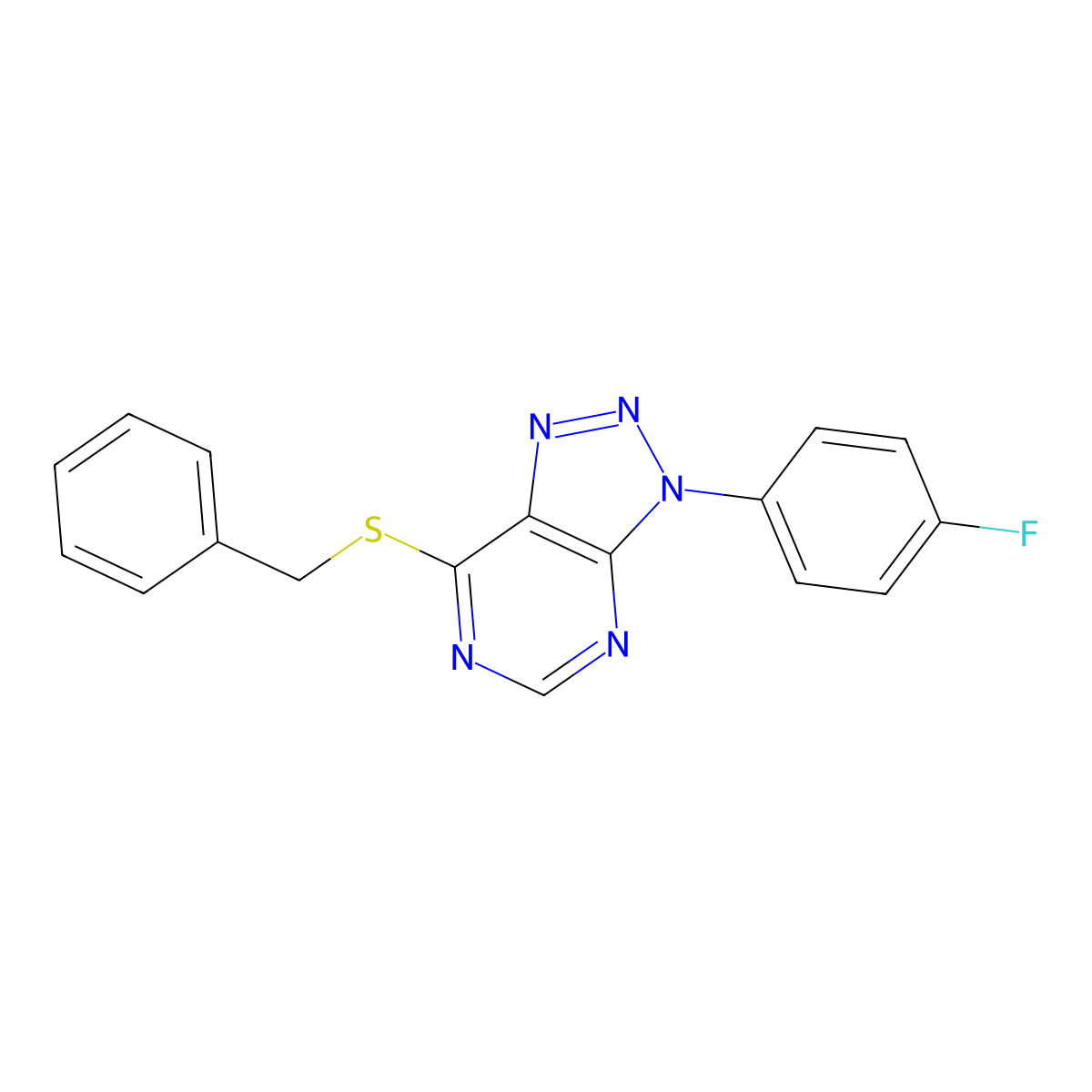 7-(benzylthio)-3-(4-fluorophenyl)-3H-[1,2,3]triazolo[4,5-d]pyrimidine molecular structure, CAS 863460-38-2