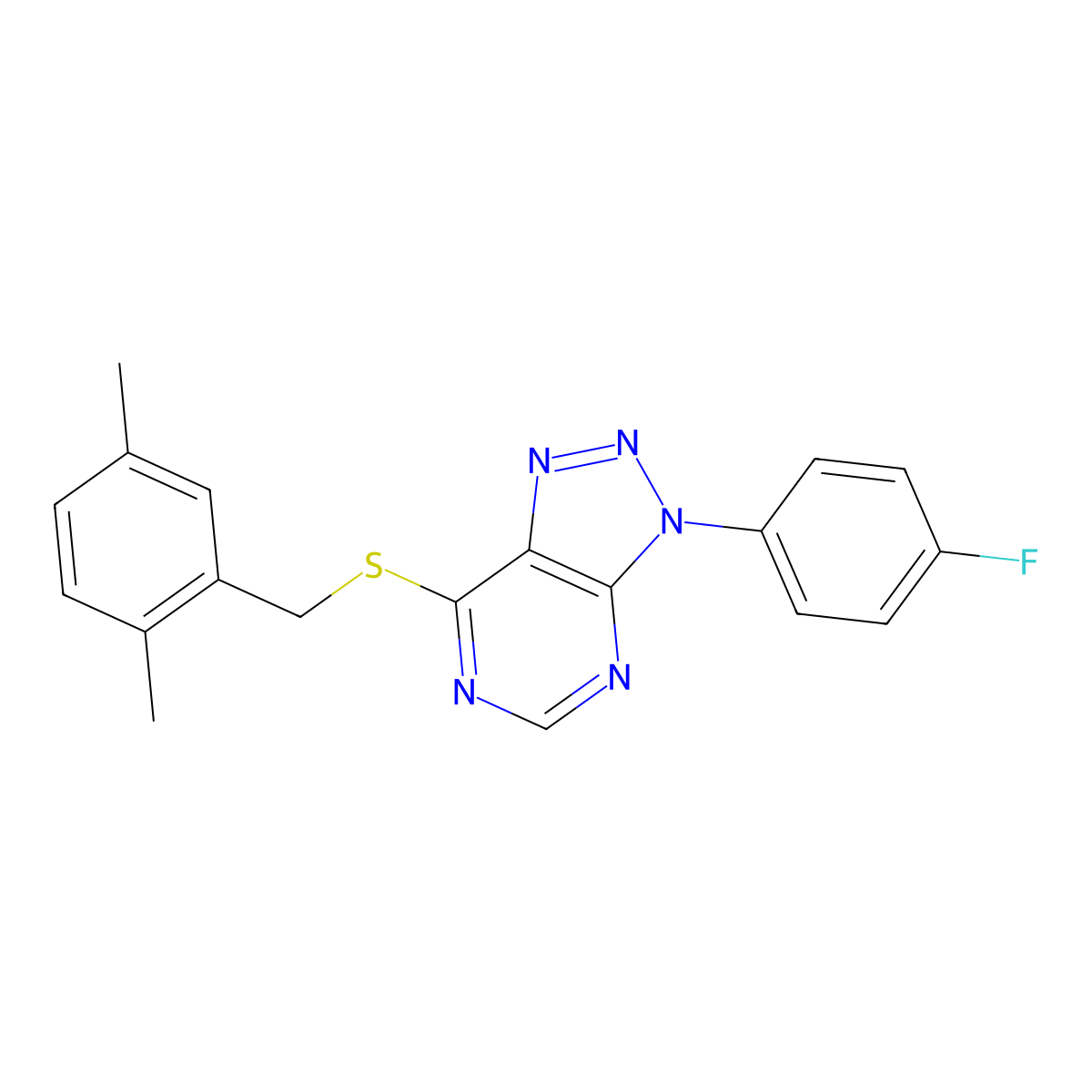7-[(2,5-Dimethylphenyl)methylsulfanyl]-3-(4-fluorophenyl)triazolo[4,5-d]pyrimidine molecular structure, CAS 863460-47-3
