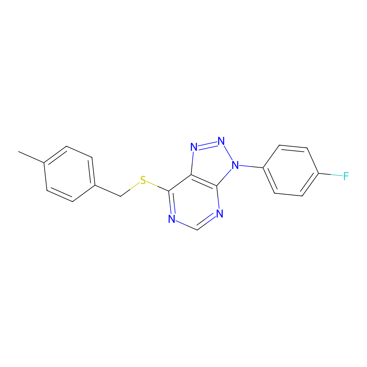 3-(4-Fluorophenyl)-7-[(4-methylphenyl)methylsulfanyl]triazolo[4,5-d]pyrimidine molecular structure, CAS 863460-48-4