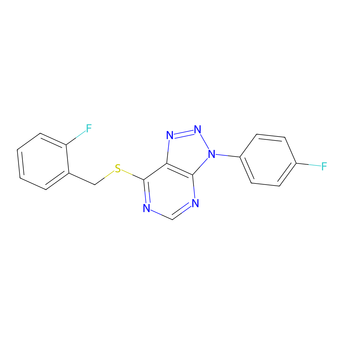 7-((2-fluorobenzyl)thio)-3-(4-fluorophenyl)-3H-[1,2,3]triazolo[4,5-d]pyrimidine molecular structure, CAS 863460-52-0