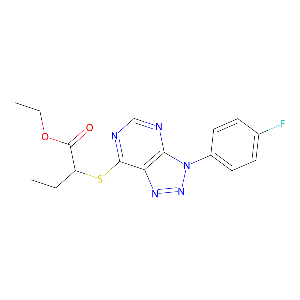2-[[3-(4-Fluorophenyl)-7-triazolo[4,5-d]pyrimidinyl]thio]butanoic acid ethyl ester molecular structure, CAS 863460-57-5