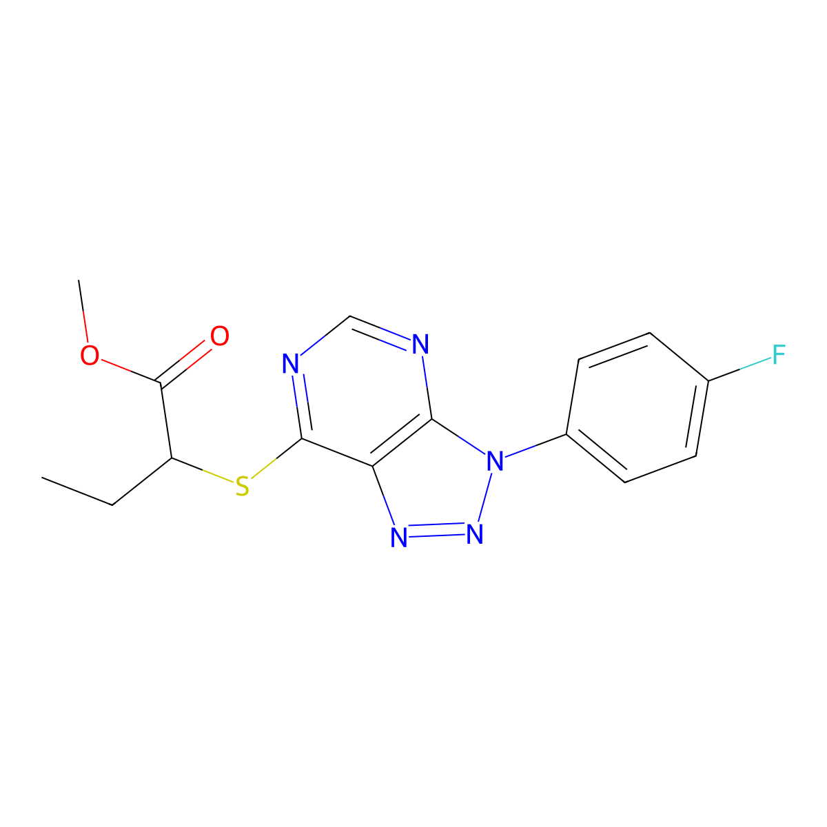 methyl 2-((3-(4-fluorophenyl)-3H-[1,2,3]triazolo[4,5-d]pyrimidin-7-yl)thio)butanoate molecular structure, CAS 863460-58-6