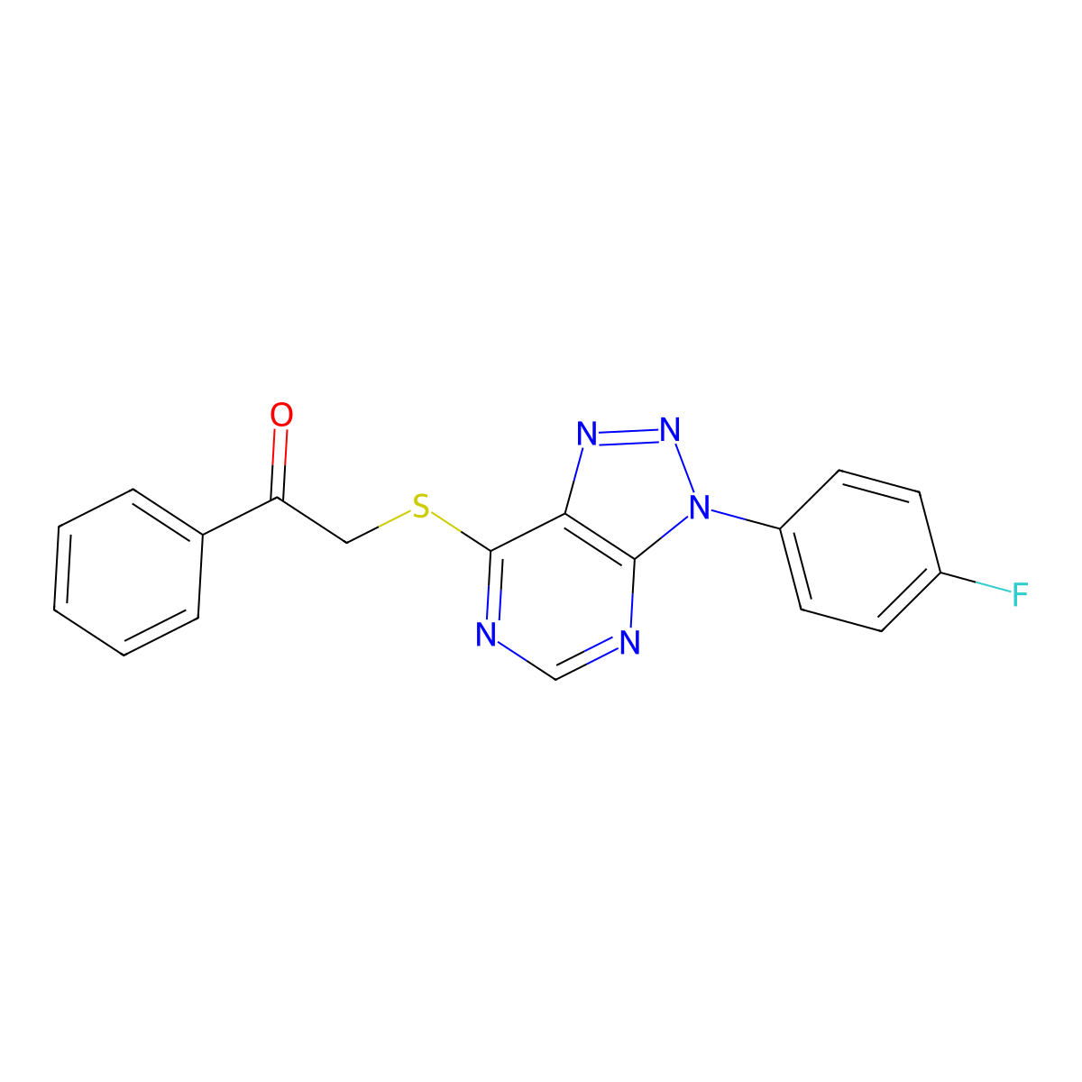2-((3-(4-fluorophenyl)-3H-[1,2,3]triazolo[4,5-d]pyrimidin-7-yl)thio)-1-phenylethanone molecular structure, CAS 863460-61-1