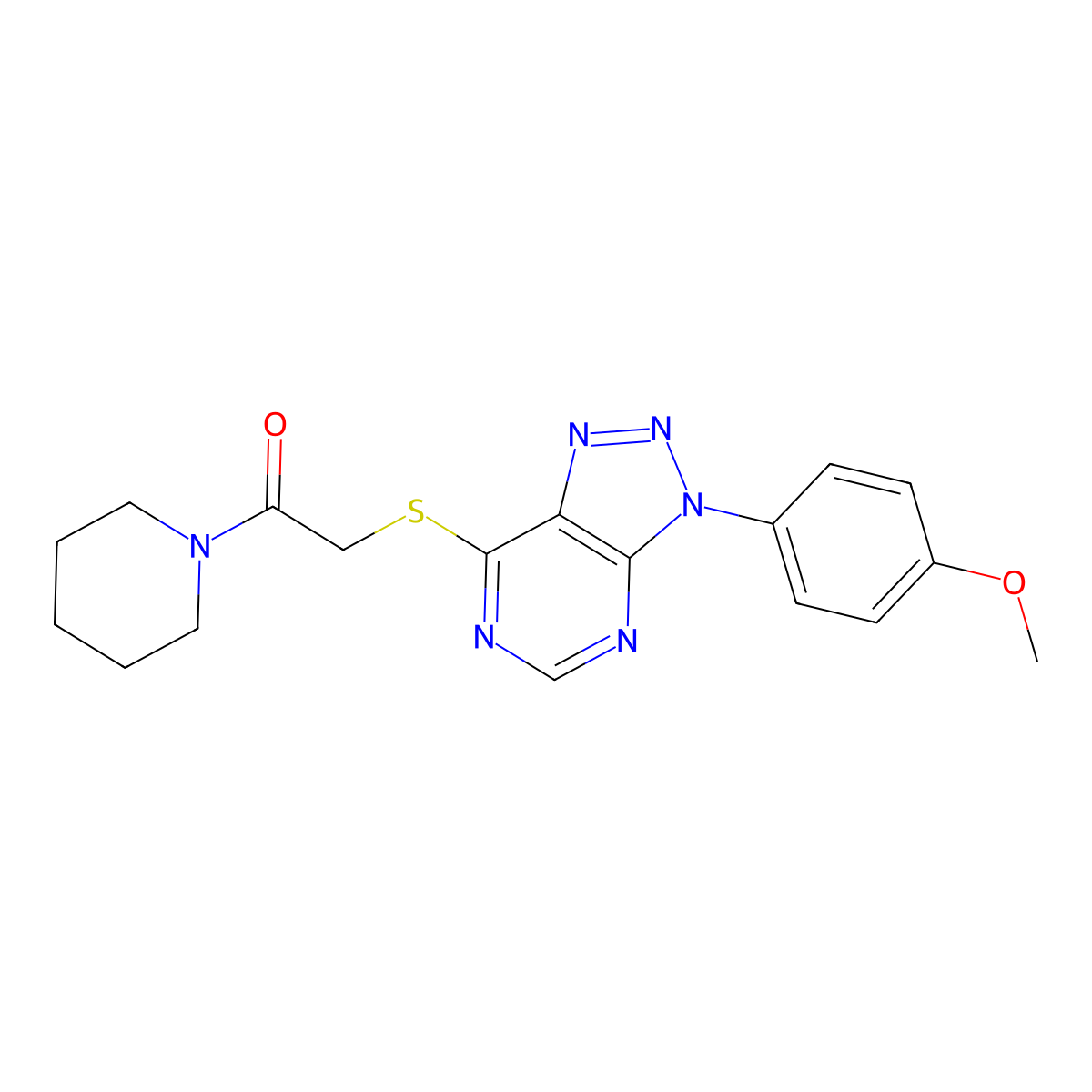 2-[3-(4-Methoxyphenyl)triazolo[4,5-d]pyrimidin-7-yl]sulfanyl-1-piperidin-1-ylethanone molecular structure, CAS 863460-67-7