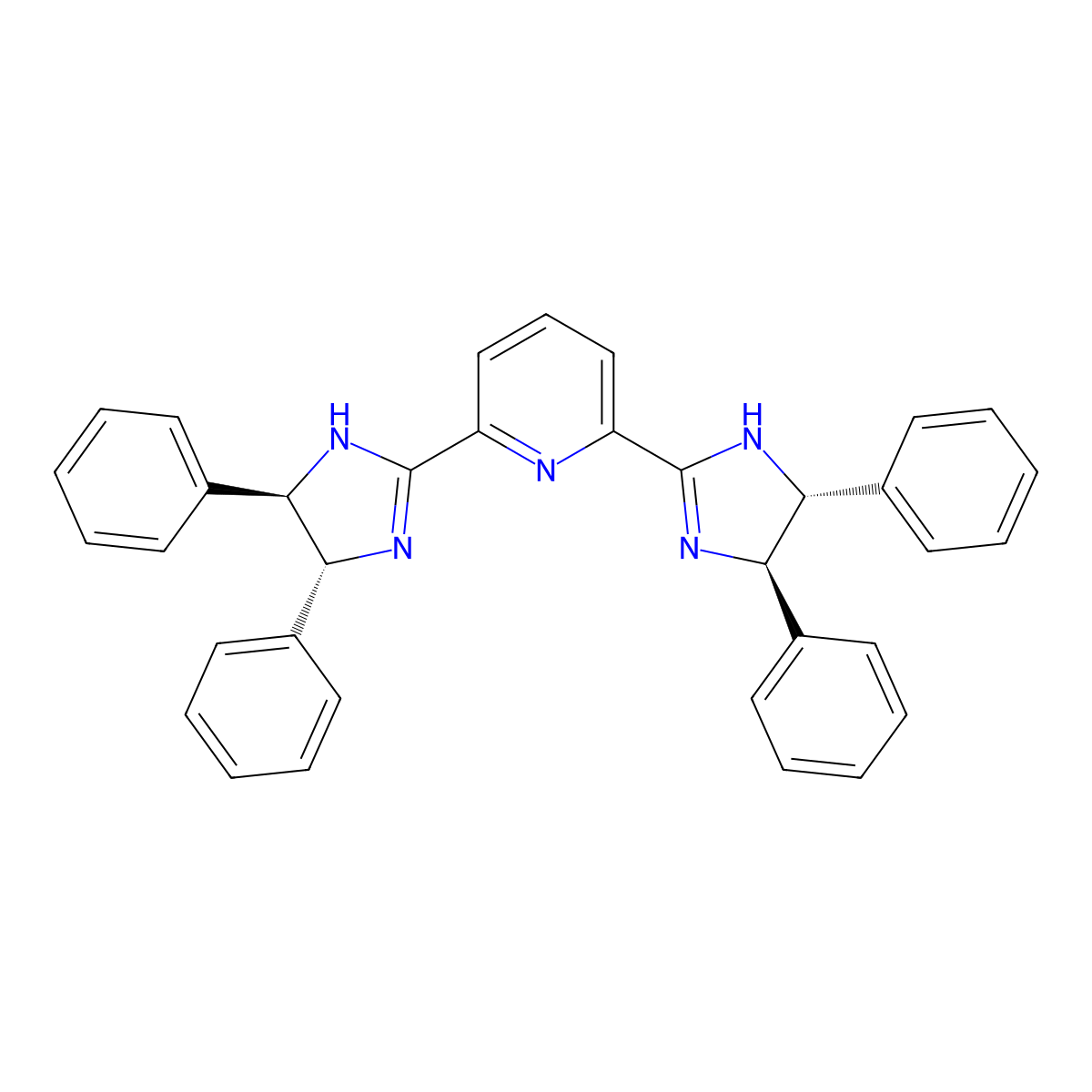 2,6-Bis((4R,5R)-4,5-diphenyl-4,5-dihydro-1H-imidazol-2-yl)pyridine molecular structure, CAS 863491-46-7