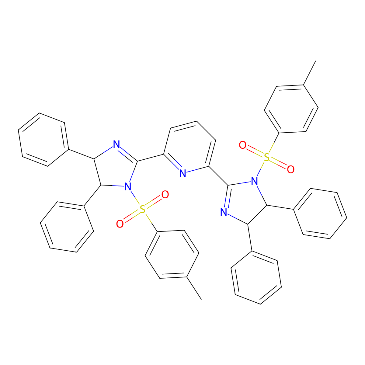 2,6-Bis[(4R,5R)-4,5-dihydro-1-[(4-methylphenyl)sulfonyl]-4,5-diphenyl-1H-imidazol-2-yl]pyridine molecular structure, CAS 863491-57-0