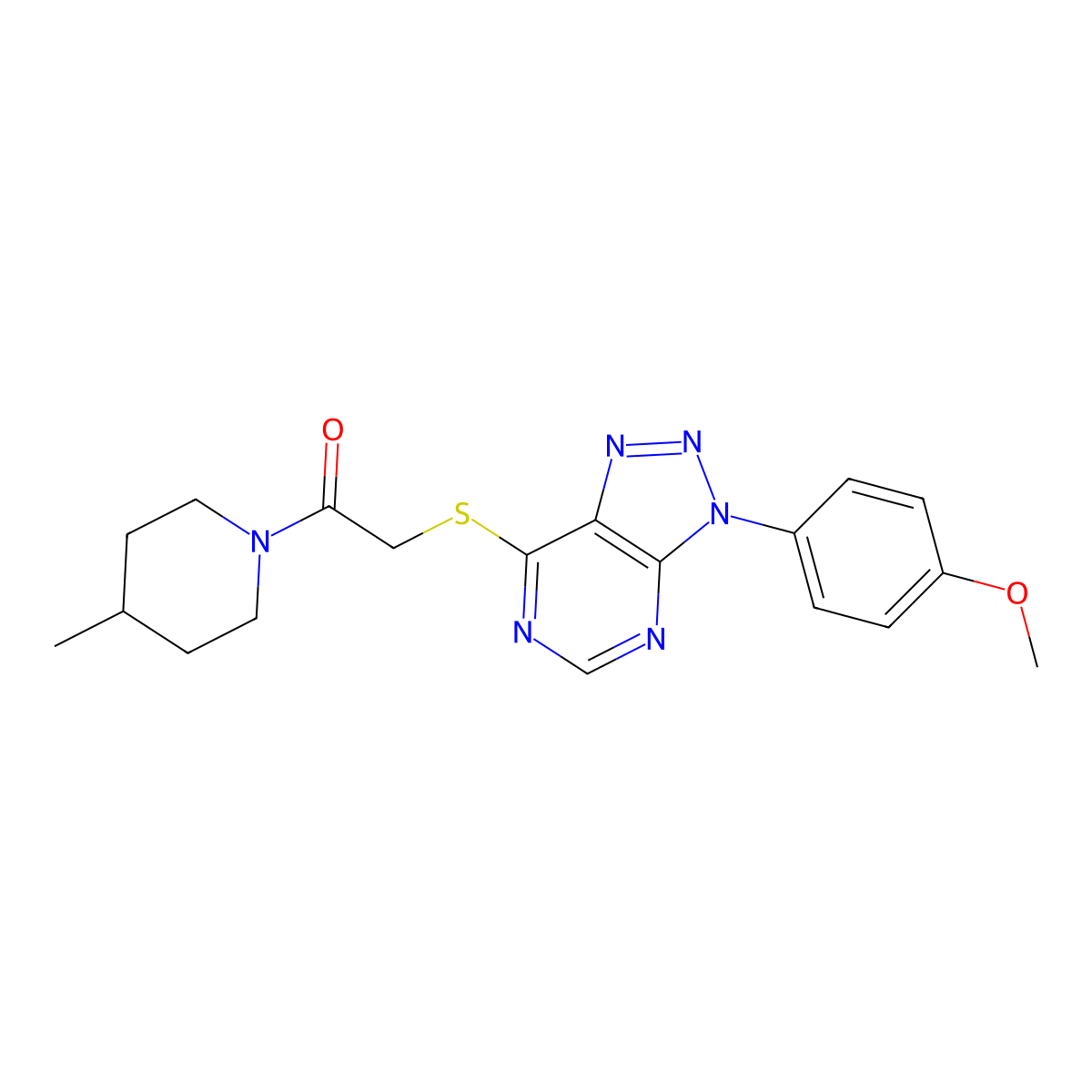 2-((3-(4-methoxyphenyl)-3H-[1,2,3]triazolo[4,5-d]pyrimidin-7-yl)thio)-1-(4-methylpiperidin-1-yl)ethanone molecular structure, CAS 863500-11-2