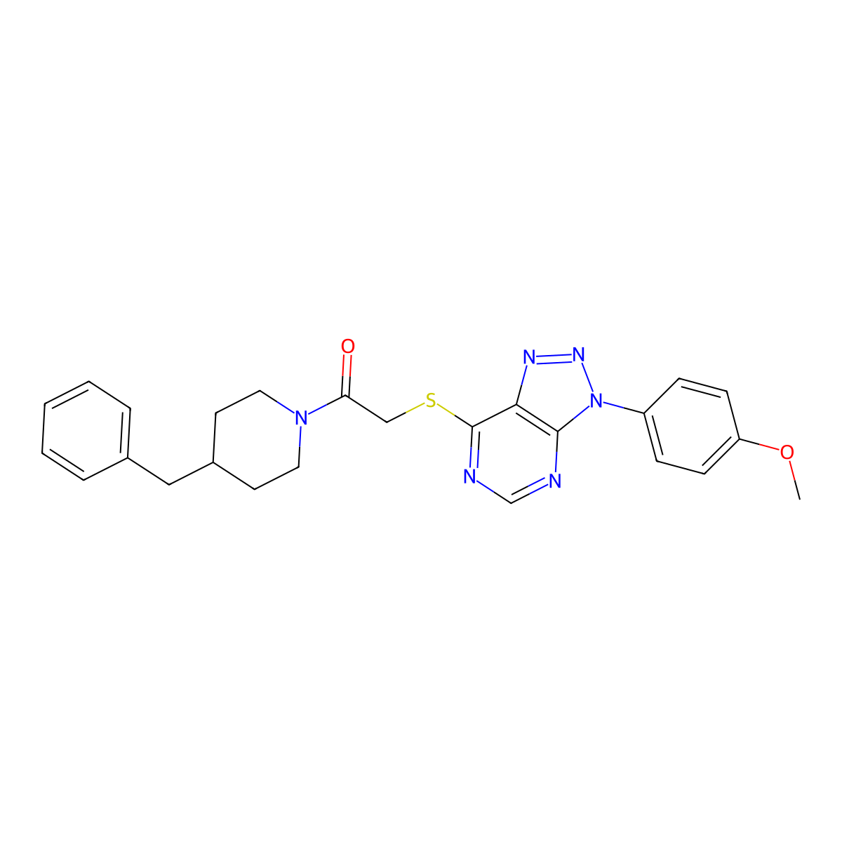 1-(4-benzylpiperidin-1-yl)-2-((3-(4-methoxyphenyl)-3H-[1,2,3]triazolo[4,5-d]pyrimidin-7-yl)thio)ethanone molecular structure, CAS 863500-13-4