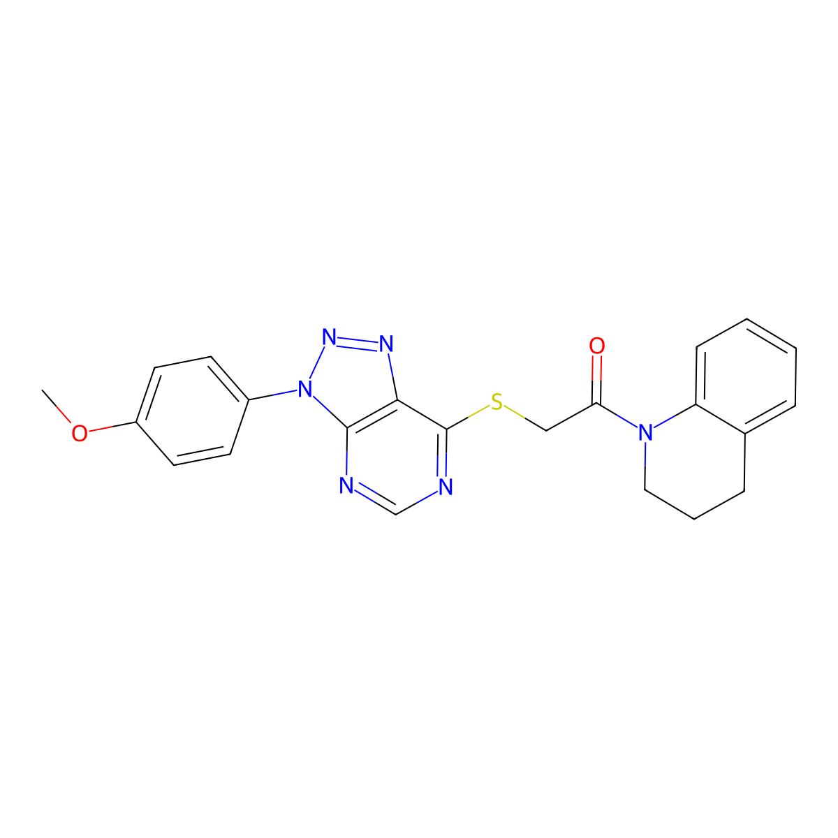 1-(3,4-dihydroquinolin-1(2H)-yl)-2-((3-(4-methoxyphenyl)-3H-[1,2,3]triazolo[4,5-d]pyrimidin-7-yl)thio)ethanone molecular structure, CAS 863500-16-7