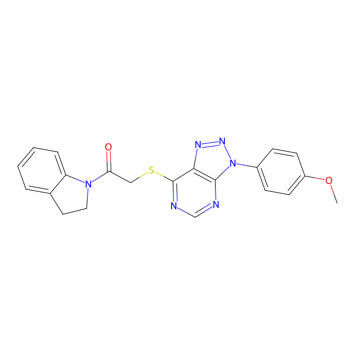 1-(2,3-Dihydroindol-1-yl)-2-[3-(4-methoxyphenyl)triazolo[4,5-d]pyrimidin-7-yl]sulfanylethanone molecular structure, CAS 863500-17-8
