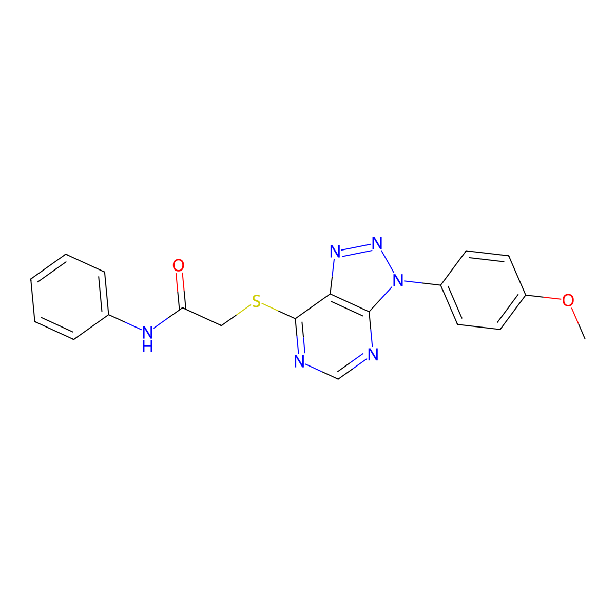 2-((3-(4-methoxyphenyl)-3H-[1,2,3]triazolo[4,5-d]pyrimidin-7-yl)thio)-N-phenylacetamide molecular structure, CAS 863500-19-0