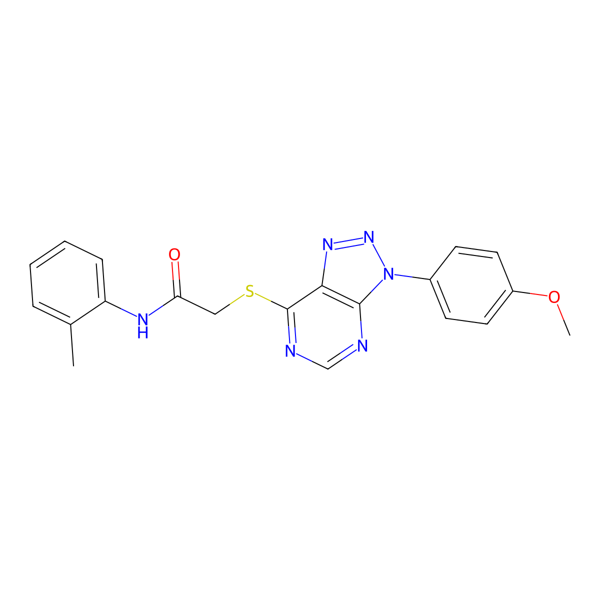 2-[3-(4-methoxyphenyl)triazolo[4,5-d]pyrimidin-7-yl]sulfanyl-N-(2-methylphenyl)acetamide molecular structure, CAS 863500-20-3