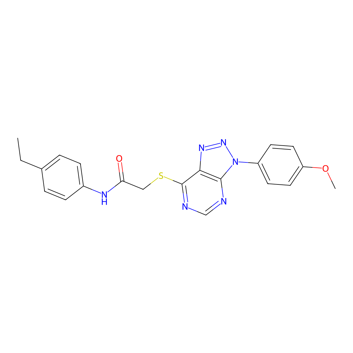 N-(4-ethylphenyl)-2-((3-(4-methoxyphenyl)-3H-[1,2,3]triazolo[4,5-d]pyrimidin-7-yl)thio)acetamide molecular structure, CAS 863500-28-1