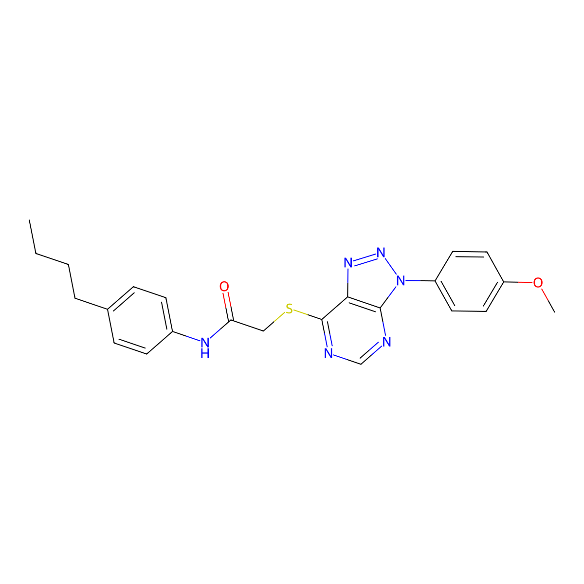 N-(4-butylphenyl)-2-((3-(4-methoxyphenyl)-3H-[1,2,3]triazolo[4,5-d]pyrimidin-7-yl)thio)acetamide molecular structure, CAS 863500-29-2