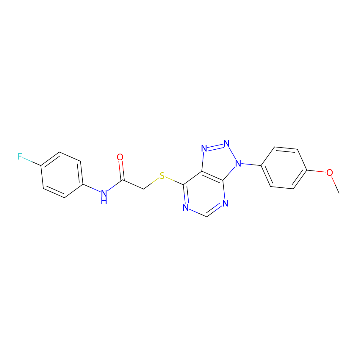 N-(4-fluorophenyl)-2-((3-(4-methoxyphenyl)-3H-[1,2,3]triazolo[4,5-d]pyrimidin-7-yl)thio)acetamide molecular structure, CAS 863500-32-7