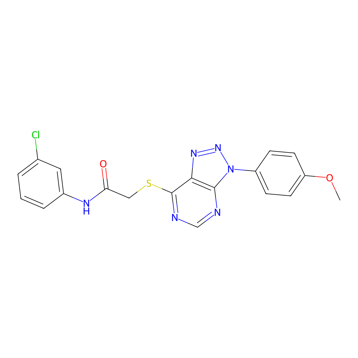 N-(3-chlorophenyl)-2-((3-(4-methoxyphenyl)-3H-[1,2,3]triazolo[4,5-d]pyrimidin-7-yl)thio)acetamide molecular structure, CAS 863500-33-8