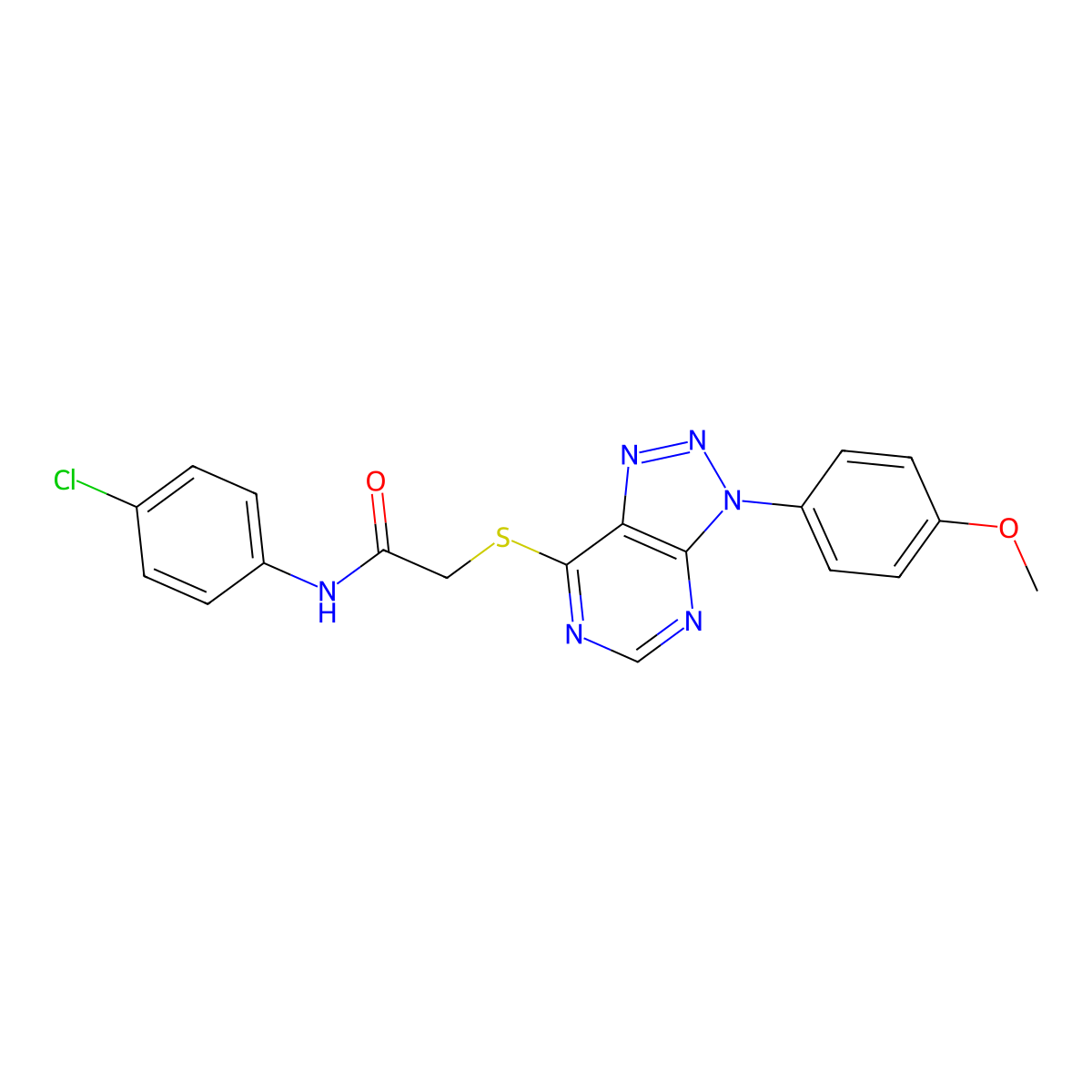 N-(4-chlorophenyl)-2-((3-(4-methoxyphenyl)-3H-[1,2,3]triazolo[4,5-d]pyrimidin-7-yl)thio)acetamide molecular structure, CAS 863500-34-9