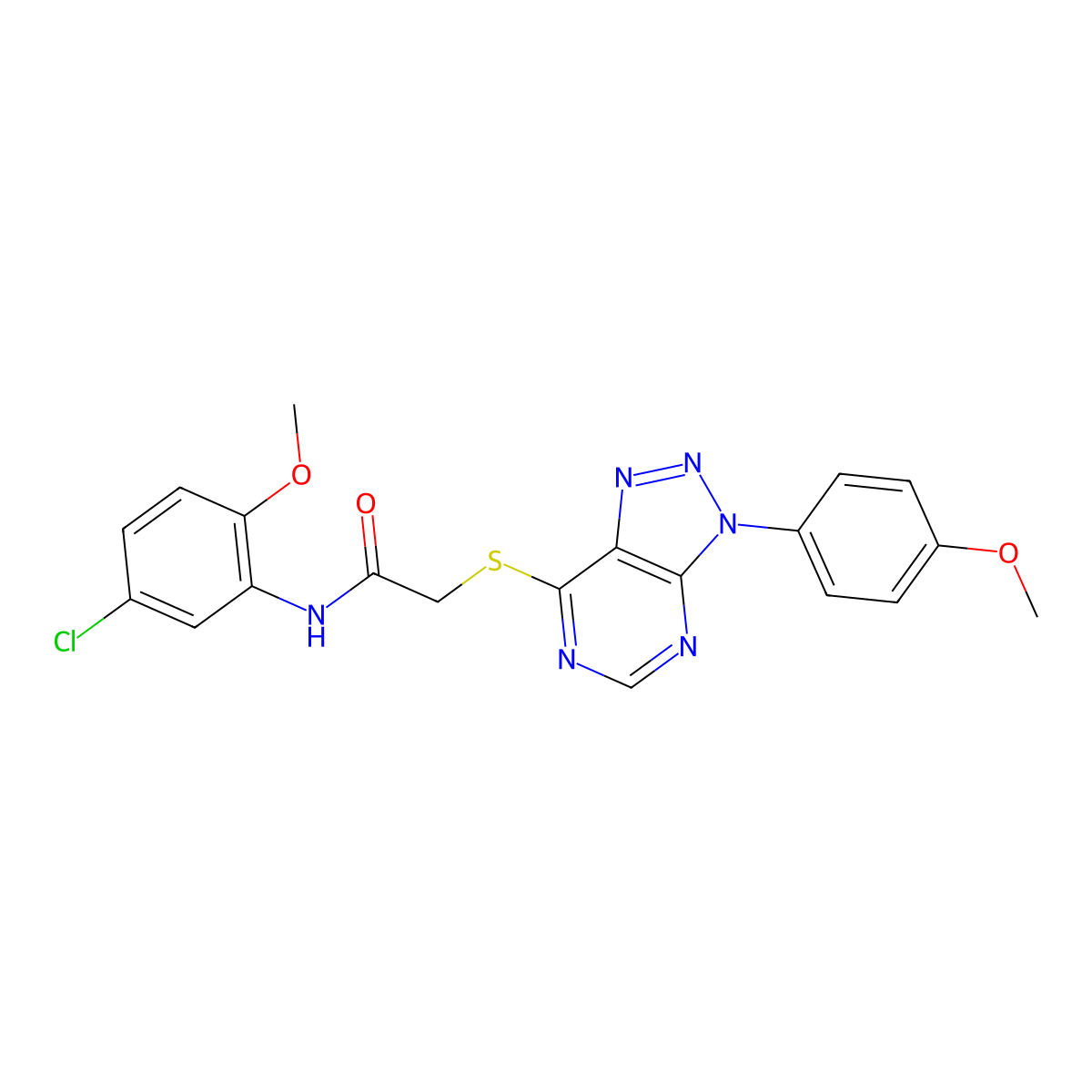 N-(5-chloro-2-methoxyphenyl)-2-((3-(4-methoxyphenyl)-3H-[1,2,3]triazolo[4,5-d]pyrimidin-7-yl)thio)acetamide molecular structure, CAS 863500-38-3