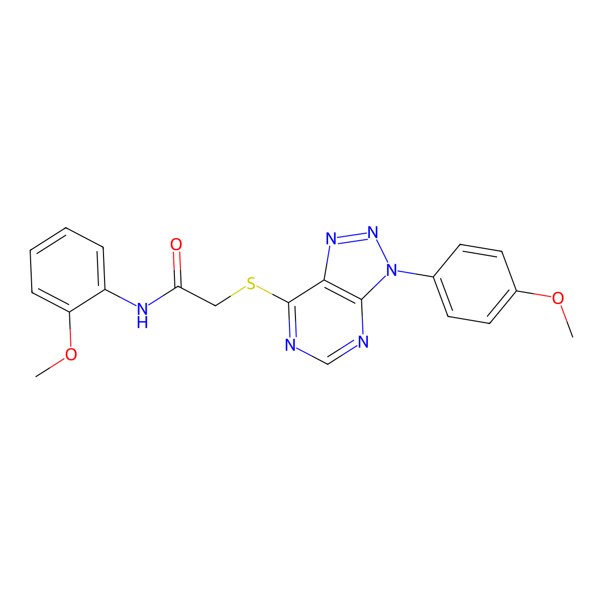 N-(2-methoxyphenyl)-2-((3-(4-methoxyphenyl)-3H-[1,2,3]triazolo[4,5-d]pyrimidin-7-yl)thio)acetamide molecular structure, CAS 863500-39-4