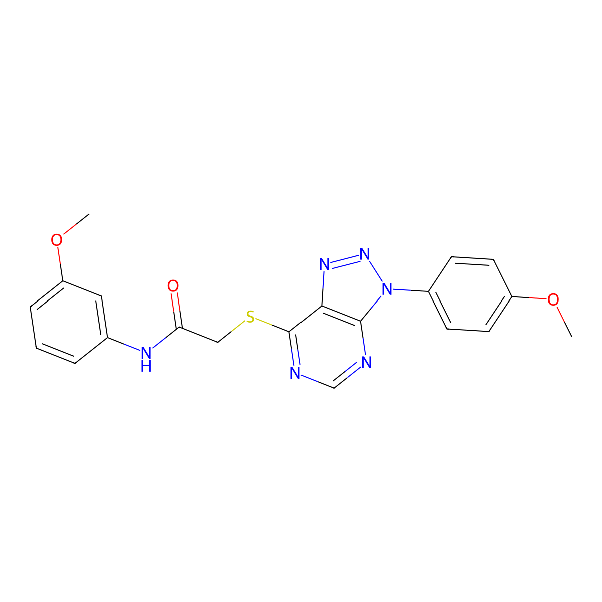 N-(3-methoxyphenyl)-2-((3-(4-methoxyphenyl)-3H-[1,2,3]triazolo[4,5-d]pyrimidin-7-yl)thio)acetamide molecular structure, CAS 863500-40-7