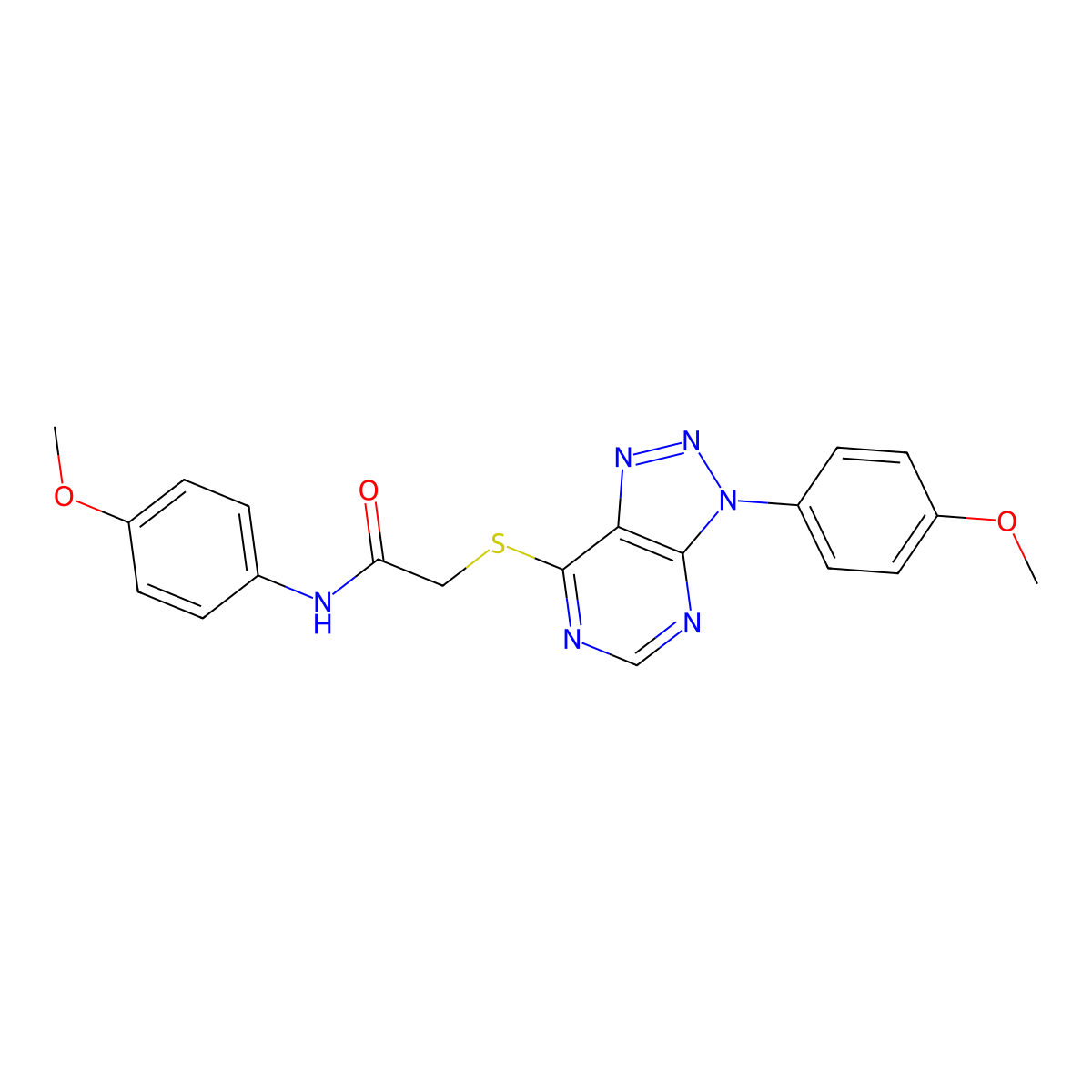 N-(4-methoxyphenyl)-2-((3-(4-methoxyphenyl)-3H-[1,2,3]triazolo[4,5-d]pyrimidin-7-yl)thio)acetamide molecular structure, CAS 863500-41-8
