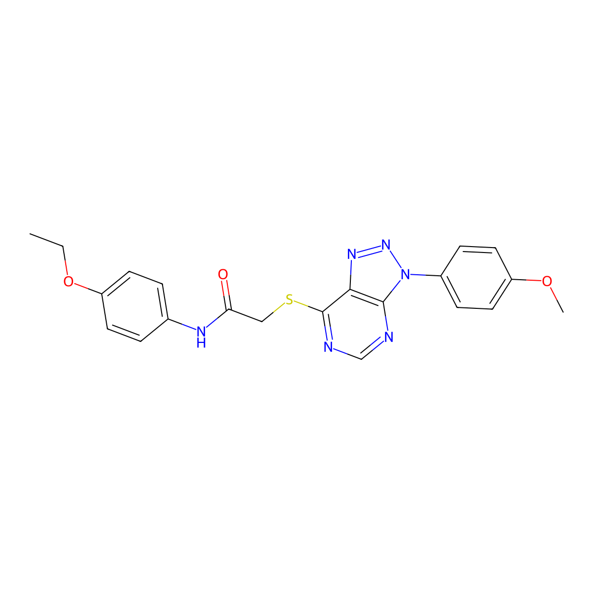 N-(4-ethoxyphenyl)-2-((3-(4-methoxyphenyl)-3H-[1,2,3]triazolo[4,5-d]pyrimidin-7-yl)thio)acetamide molecular structure, CAS 863500-43-0