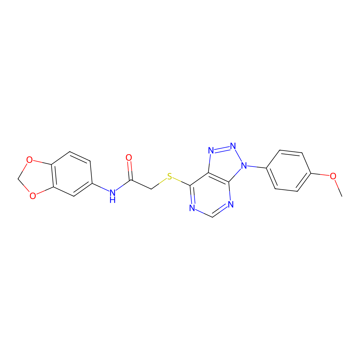 N-(benzo[d][1,3]dioxol-5-yl)-2-((3-(4-methoxyphenyl)-3H-[1,2,3]triazolo[4,5-d]pyrimidin-7-yl)thio)acetamide molecular structure, CAS 863500-47-4