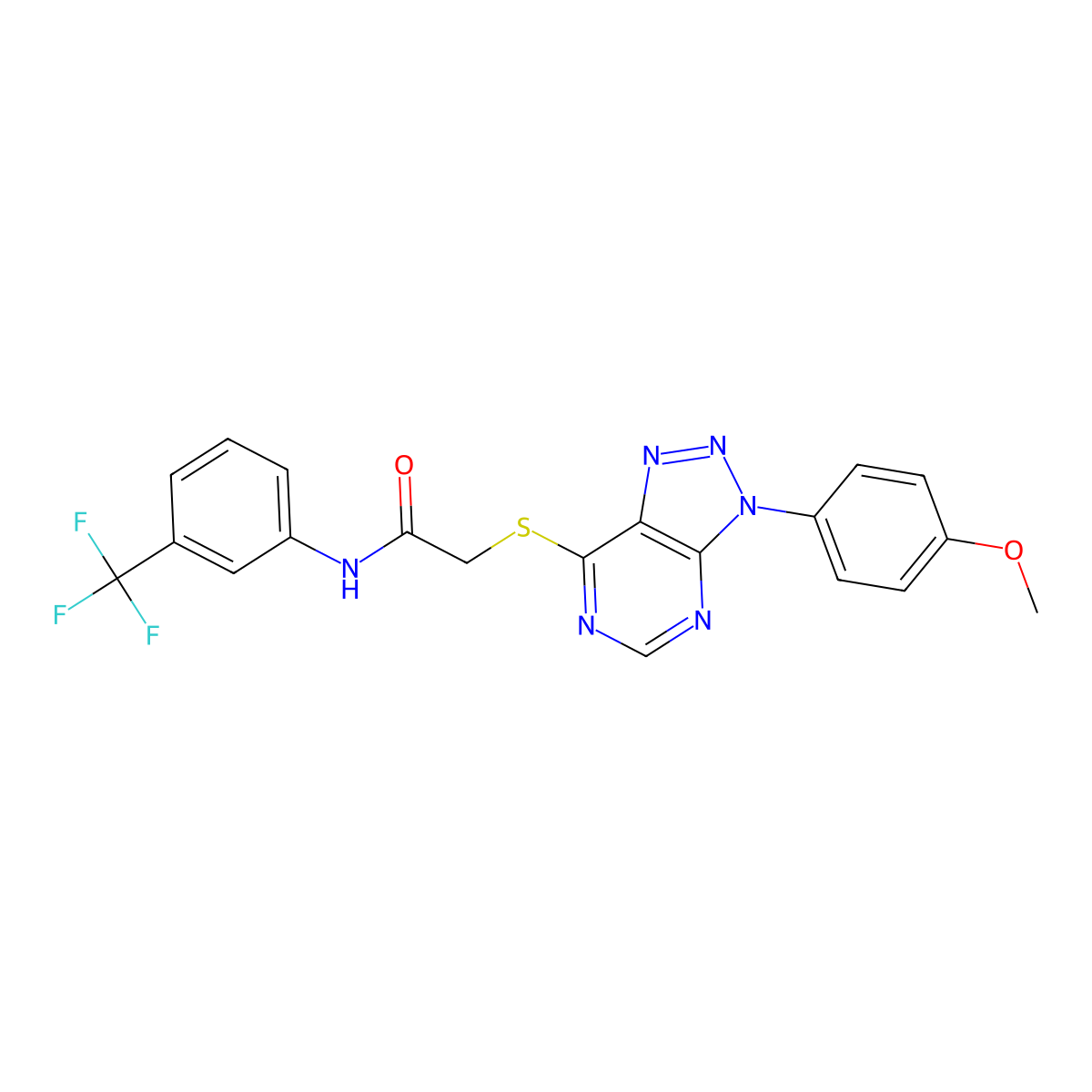 2-[3-(4-methoxyphenyl)triazolo[4,5-d]pyrimidin-7-yl]sulfanyl-N-[3-(trifluoromethyl)phenyl]acetamide molecular structure, CAS 863500-50-9