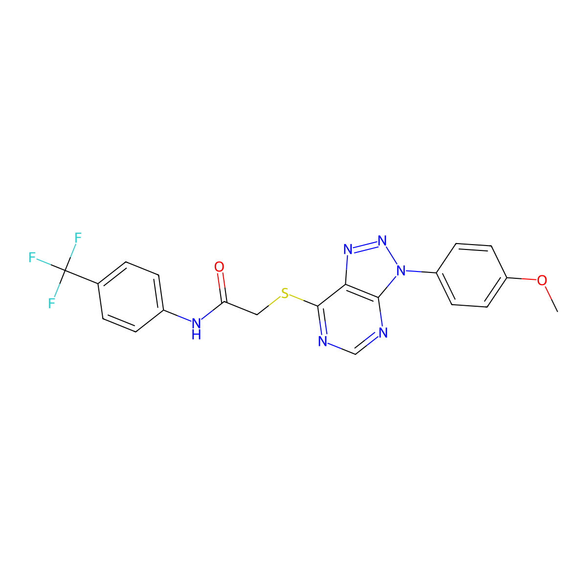 2-((3-(4-methoxyphenyl)-3H-[1,2,3]triazolo[4,5-d]pyrimidin-7-yl)thio)-N-(4-(trifluoromethyl)phenyl)acetamide molecular structure, CAS 863500-51-0