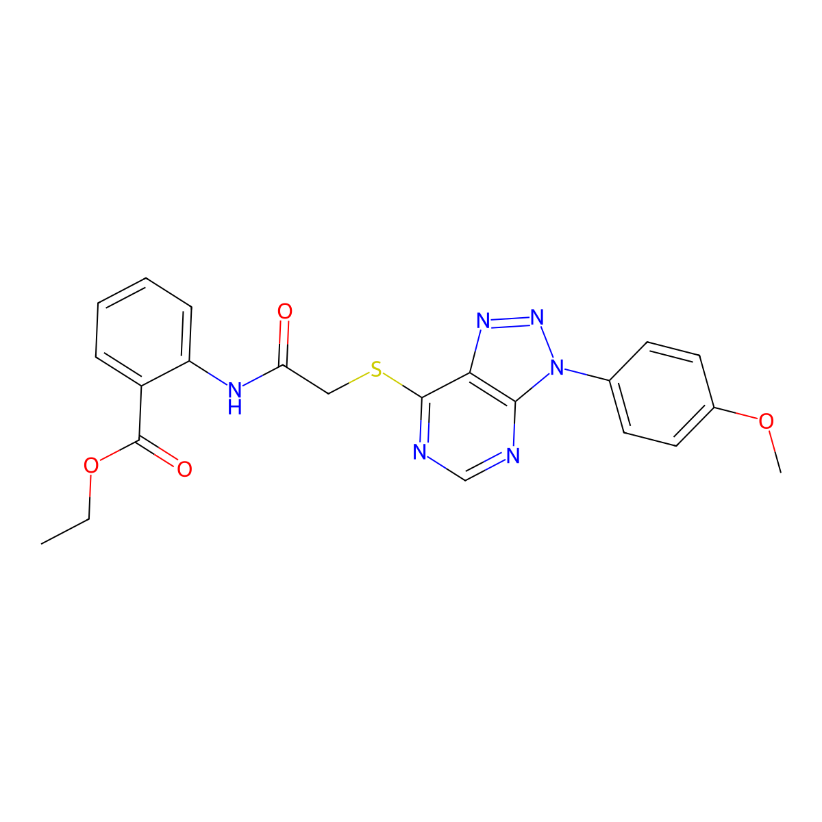 ethyl 2-(2-((3-(4-methoxyphenyl)-3H-[1,2,3]triazolo[4,5-d]pyrimidin-7-yl)thio)acetamido)benzoate molecular structure, CAS 863500-53-2