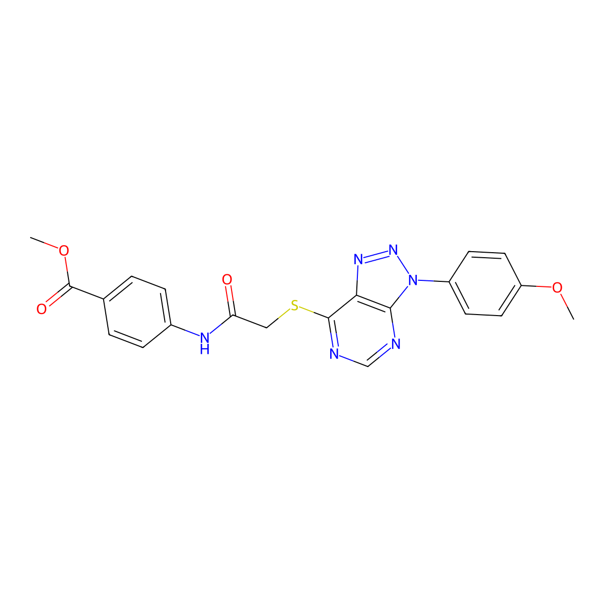 methyl 4-(2-((3-(4-methoxyphenyl)-3H-[1,2,3]triazolo[4,5-d]pyrimidin-7-yl)thio)acetamido)benzoate molecular structure, CAS 863500-55-4