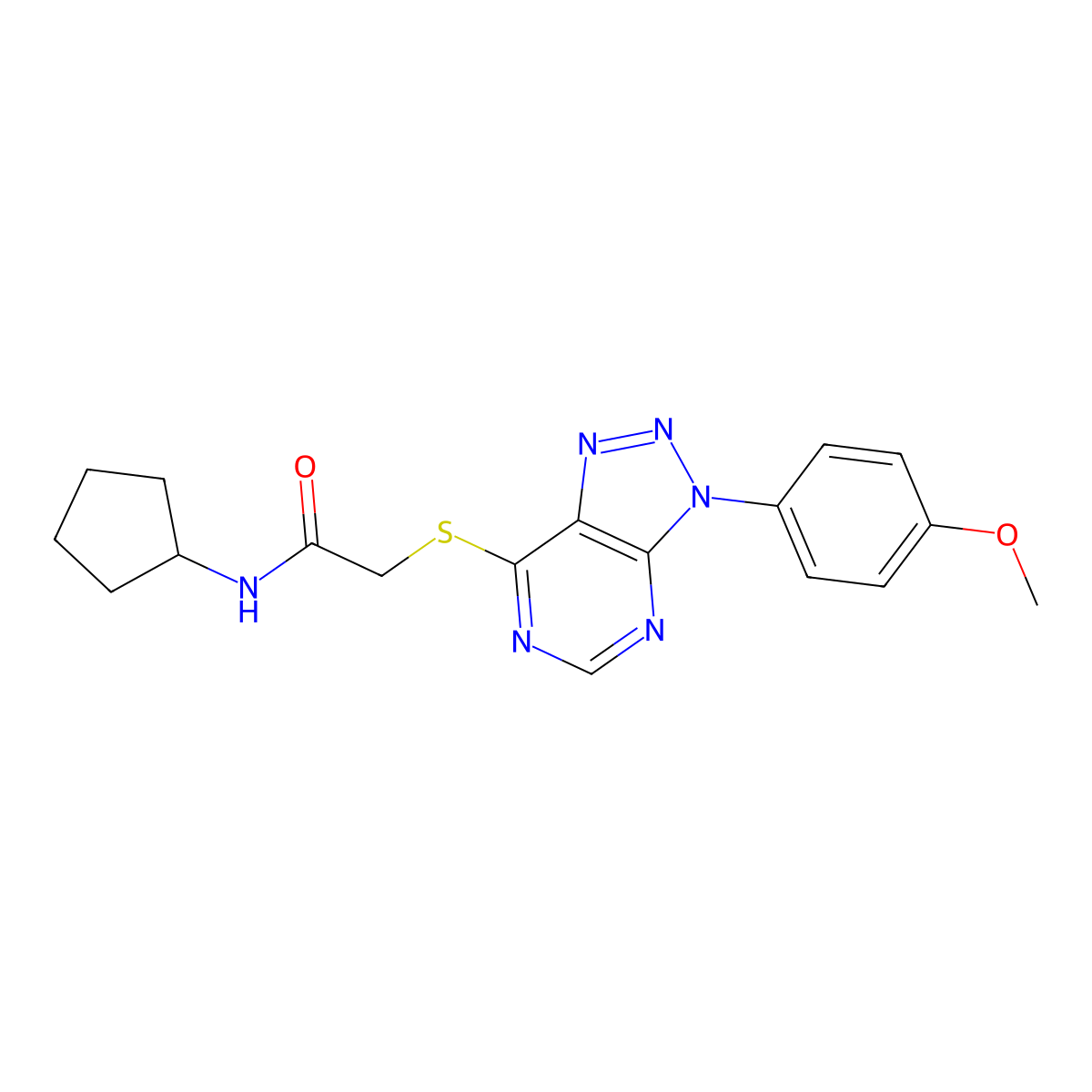 N-cyclopentyl-2-((3-(4-methoxyphenyl)-3H-[1,2,3]triazolo[4,5-d]pyrimidin-7-yl)thio)acetamide molecular structure, CAS 863500-59-8