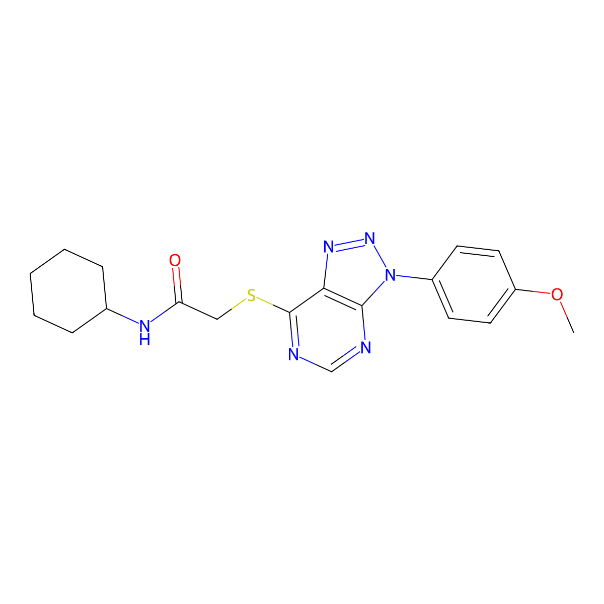 N-cyclohexyl-2-((3-(4-methoxyphenyl)-3H-[1,2,3]triazolo[4,5-d]pyrimidin-7-yl)thio)acetamide molecular structure, CAS 863500-60-1
