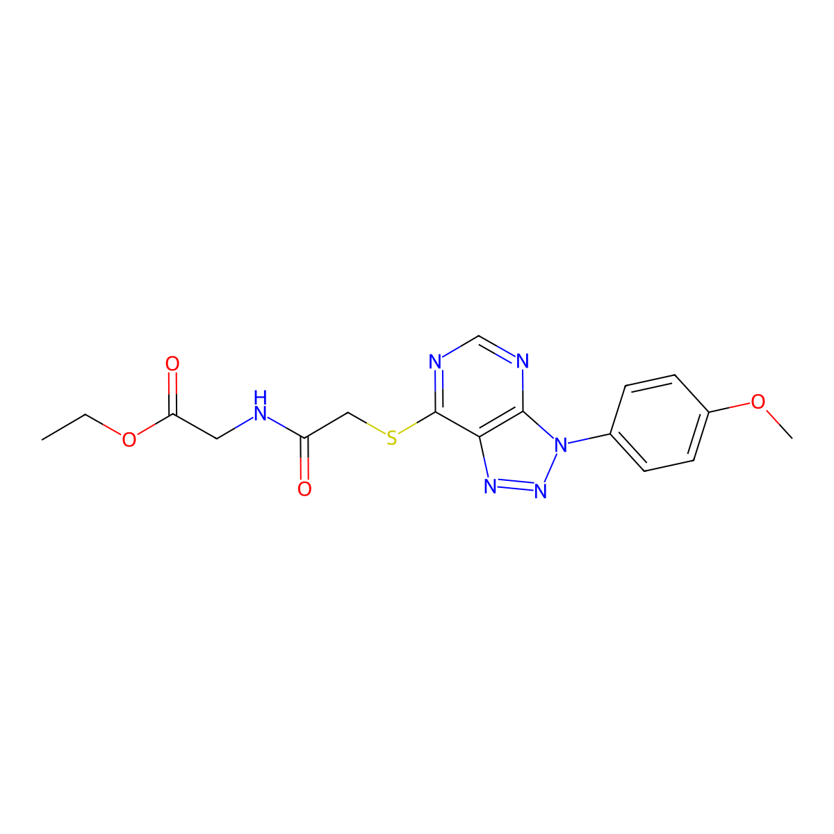 ethyl 2-(2-((3-(4-methoxyphenyl)-3H-[1,2,3]triazolo[4,5-d]pyrimidin-7-yl)thio)acetamido)acetate molecular structure, CAS 863500-61-2
