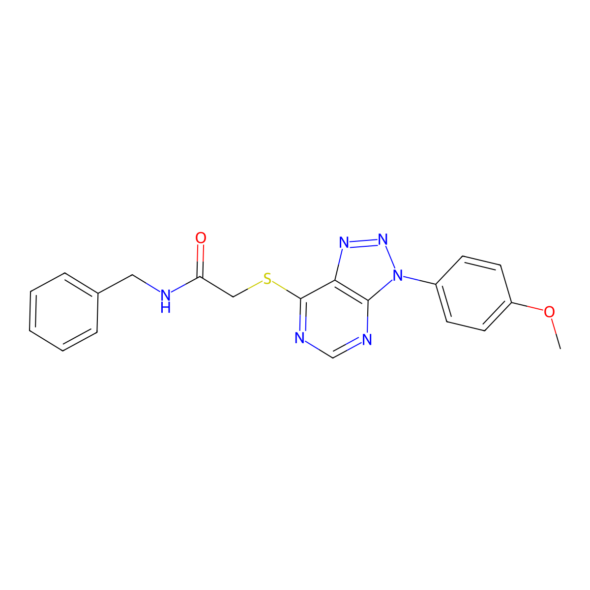 N-benzyl-2-[3-(4-methoxyphenyl)triazolo[4,5-d]pyrimidin-7-yl]sulfanylacetamide molecular structure, CAS 863500-62-3