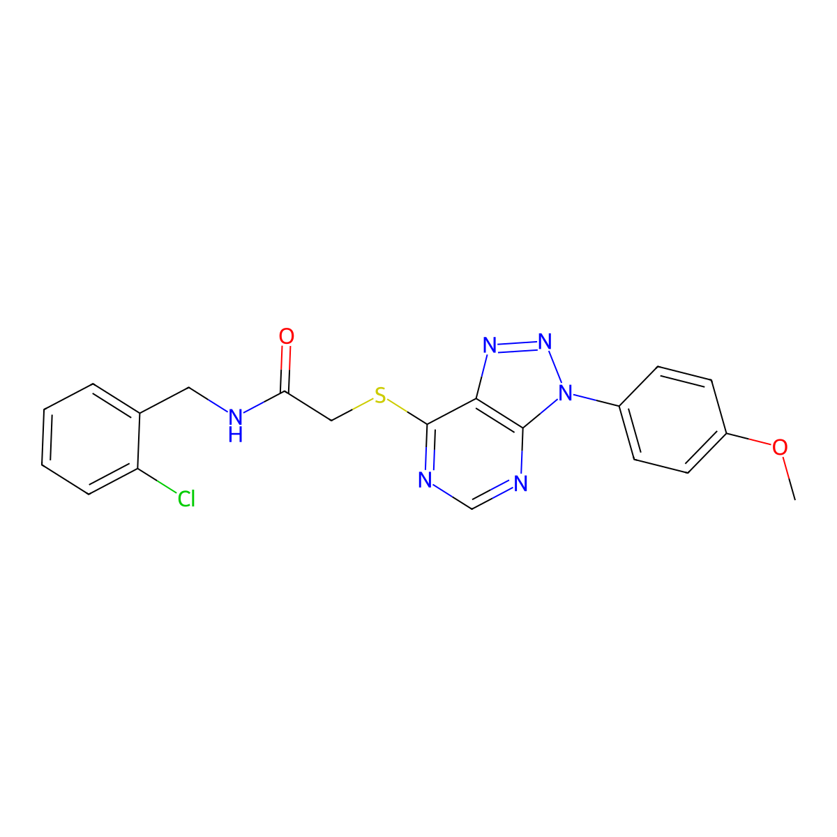 N-(2-chlorobenzyl)-2-((3-(4-methoxyphenyl)-3H-[1,2,3]triazolo[4,5-d]pyrimidin-7-yl)thio)acetamide molecular structure, CAS 863500-65-6
