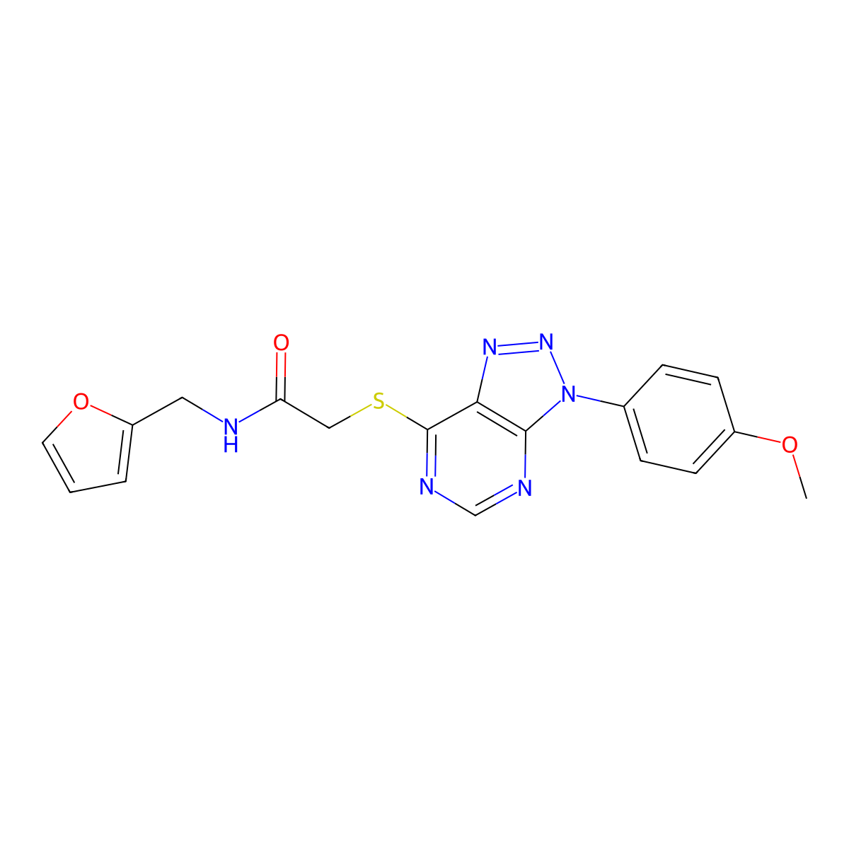 N-(furan-2-ylmethyl)-2-[3-(4-methoxyphenyl)triazolo[4,5-d]pyrimidin-7-yl]sulfanylacetamide molecular structure, CAS 863500-66-7