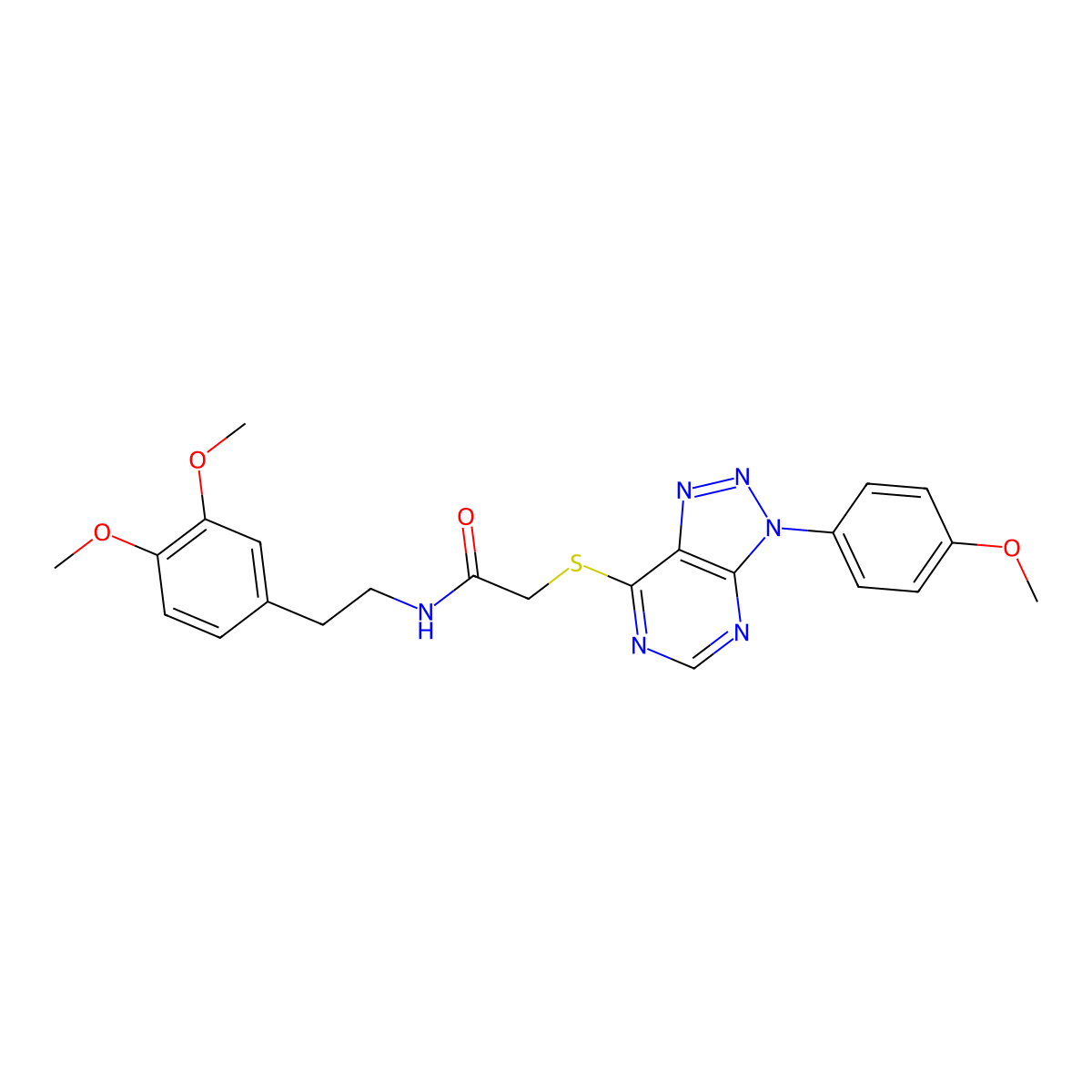 N-(3,4-dimethoxyphenethyl)-2-((3-(4-methoxyphenyl)-3H-[1,2,3]triazolo[4,5-d]pyrimidin-7-yl)thio)acetamide molecular structure, CAS 863500-69-0