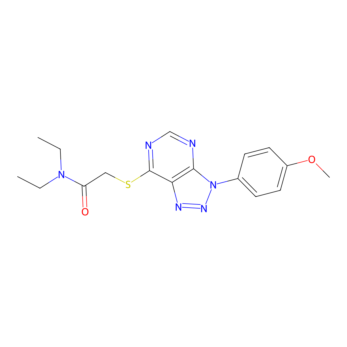 N,N-diethyl-2-[3-(4-methoxyphenyl)triazolo[4,5-d]pyrimidin-7-yl]sulfanylacetamide molecular structure, CAS 863500-71-4